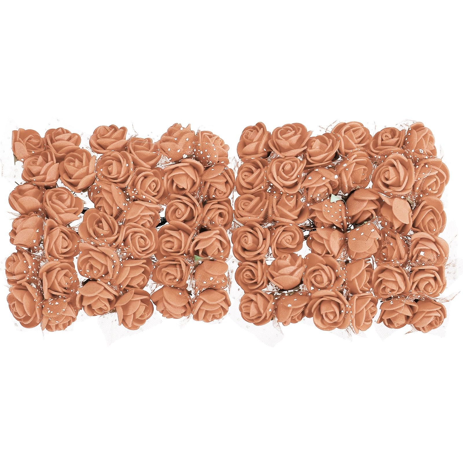 72 PCS 0.8-1 Inch Brown Mini Artificial Rose Flower Heads for DIY Craft Wedding