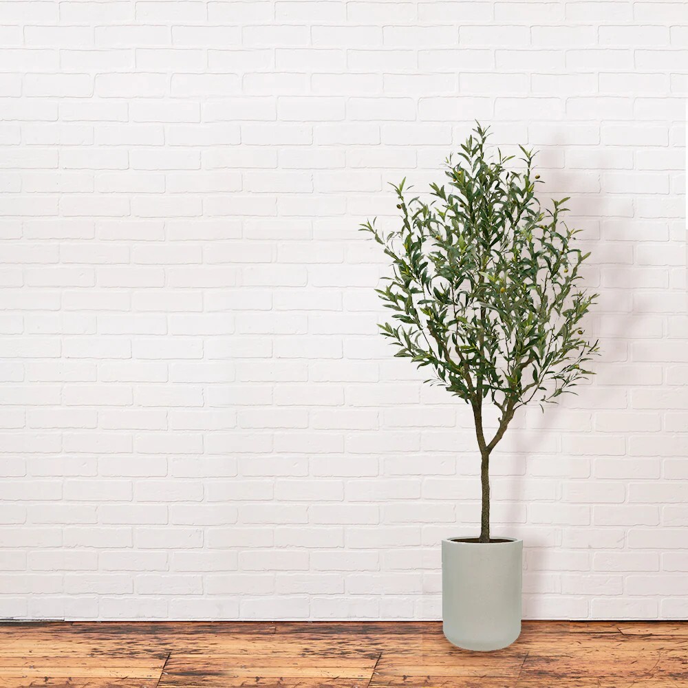CG Hunter Artificial Olive 7′ Tree with Artisan Mediterranean Planter