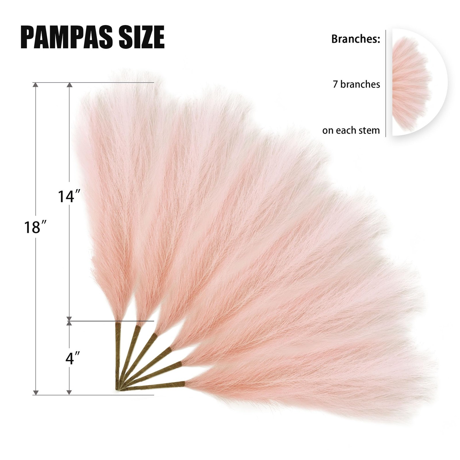 6 PCS Faux Pampas Grass Arrangement – 18″/45cm Artificial Fluffy Pompous Gras…