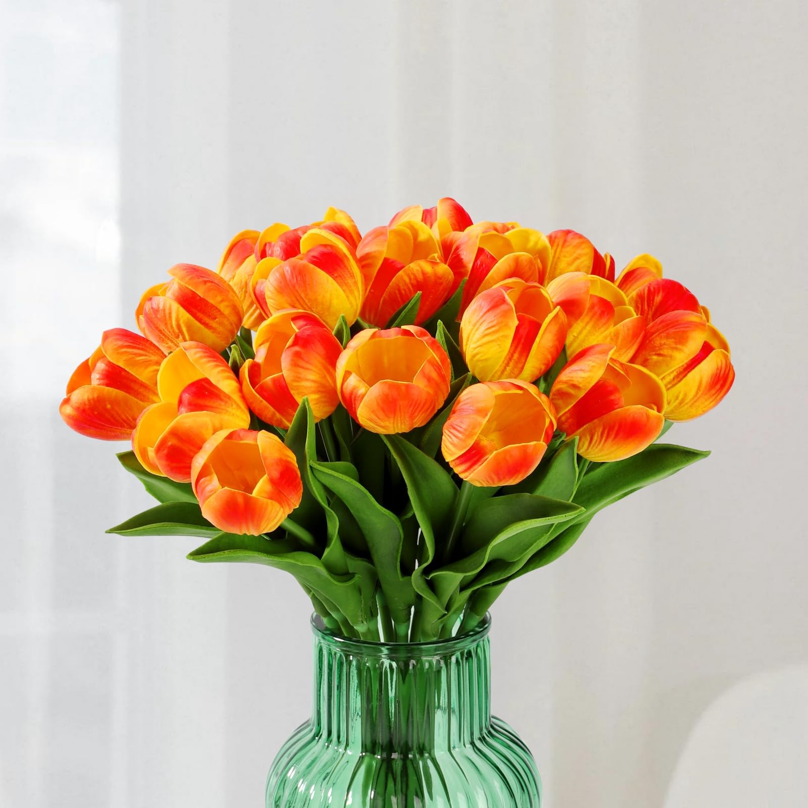 20 Stems LED Lighted Artificial Flowers Tulip Lamp Real Touch Tulips Faux Flo…