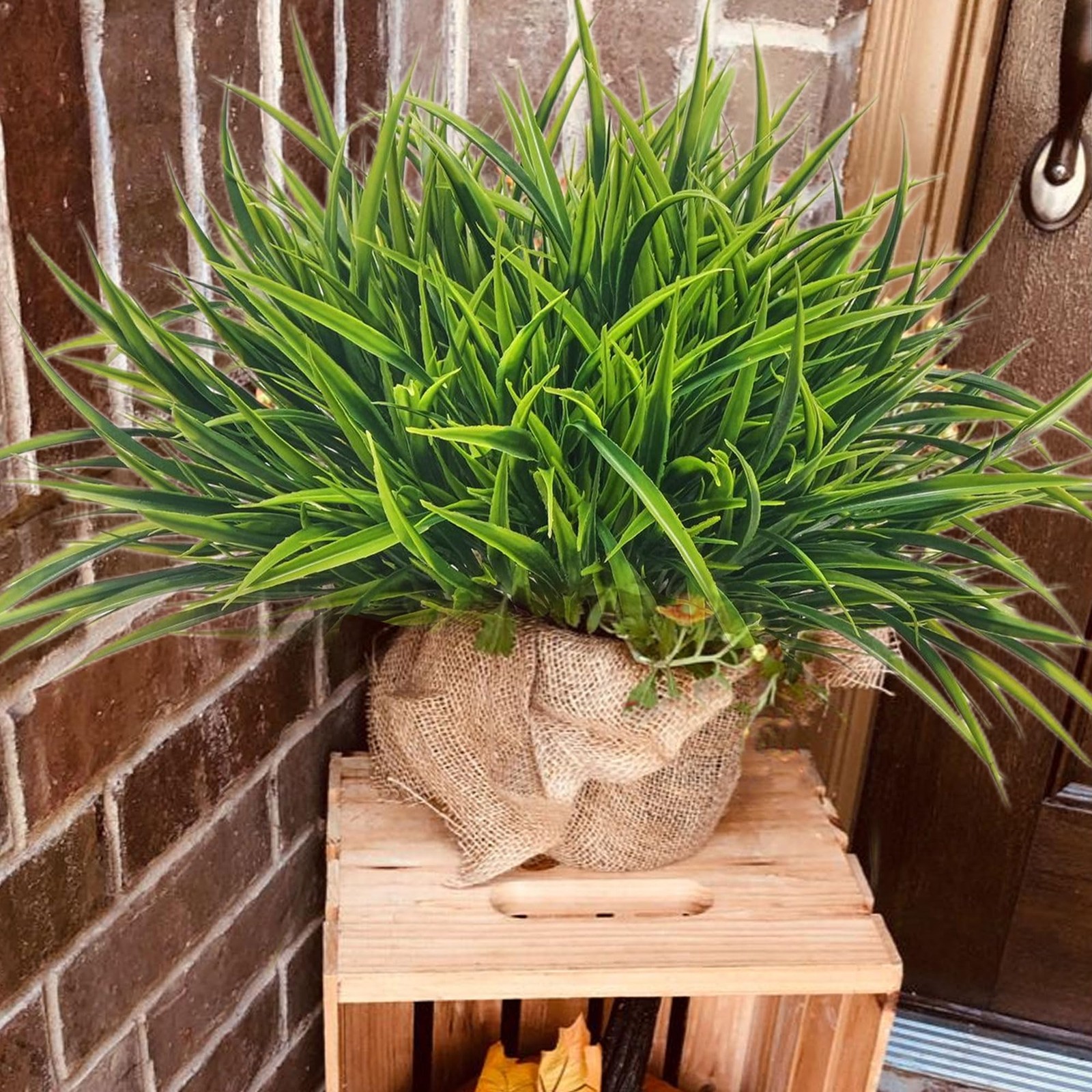 12 Bundles Artificial Outdoor UV Resistant Fake Grass Faux Plastic Greenery