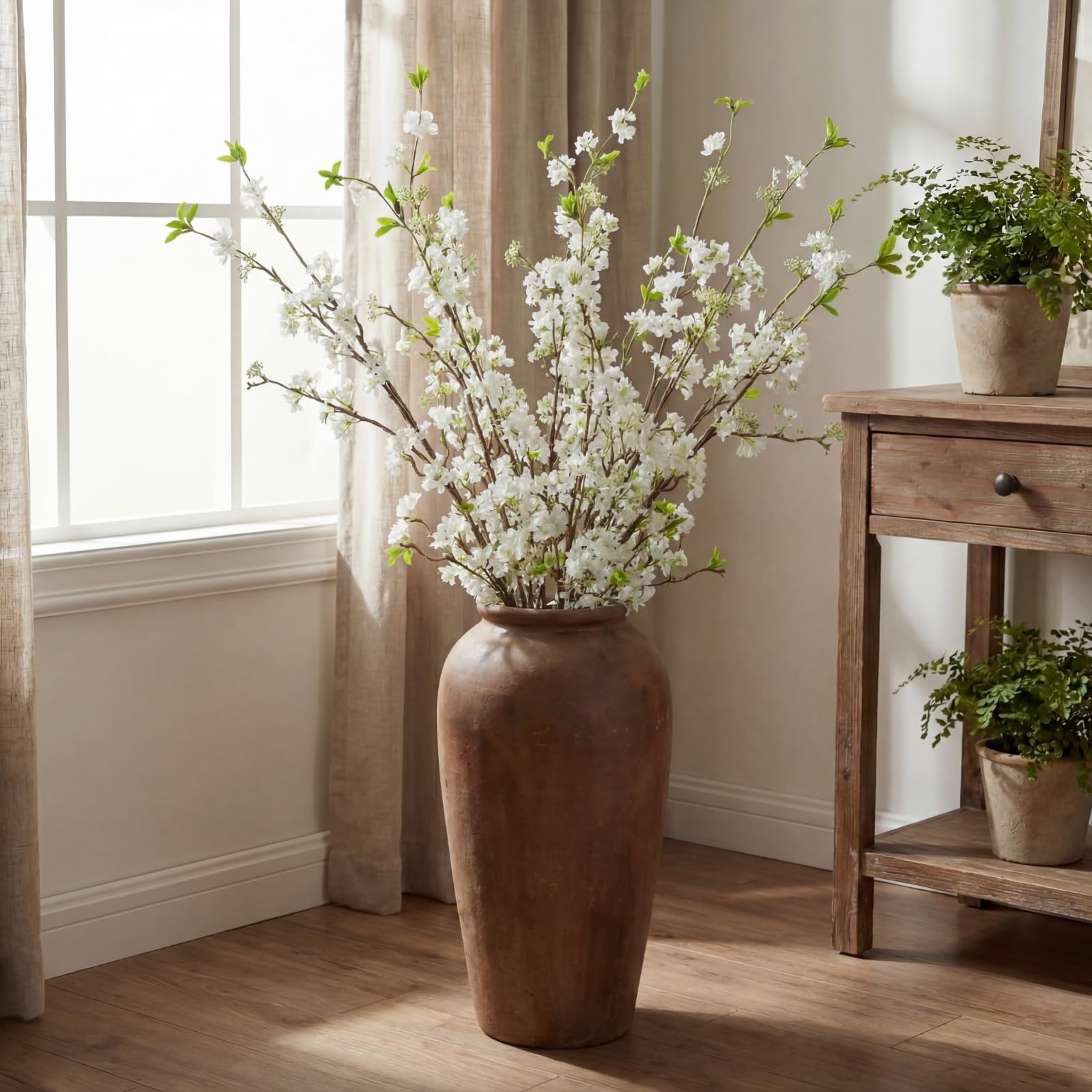 6pcs 39.3 Inch Artificial White Snow Willow Branches for Vases Fake Artificia…