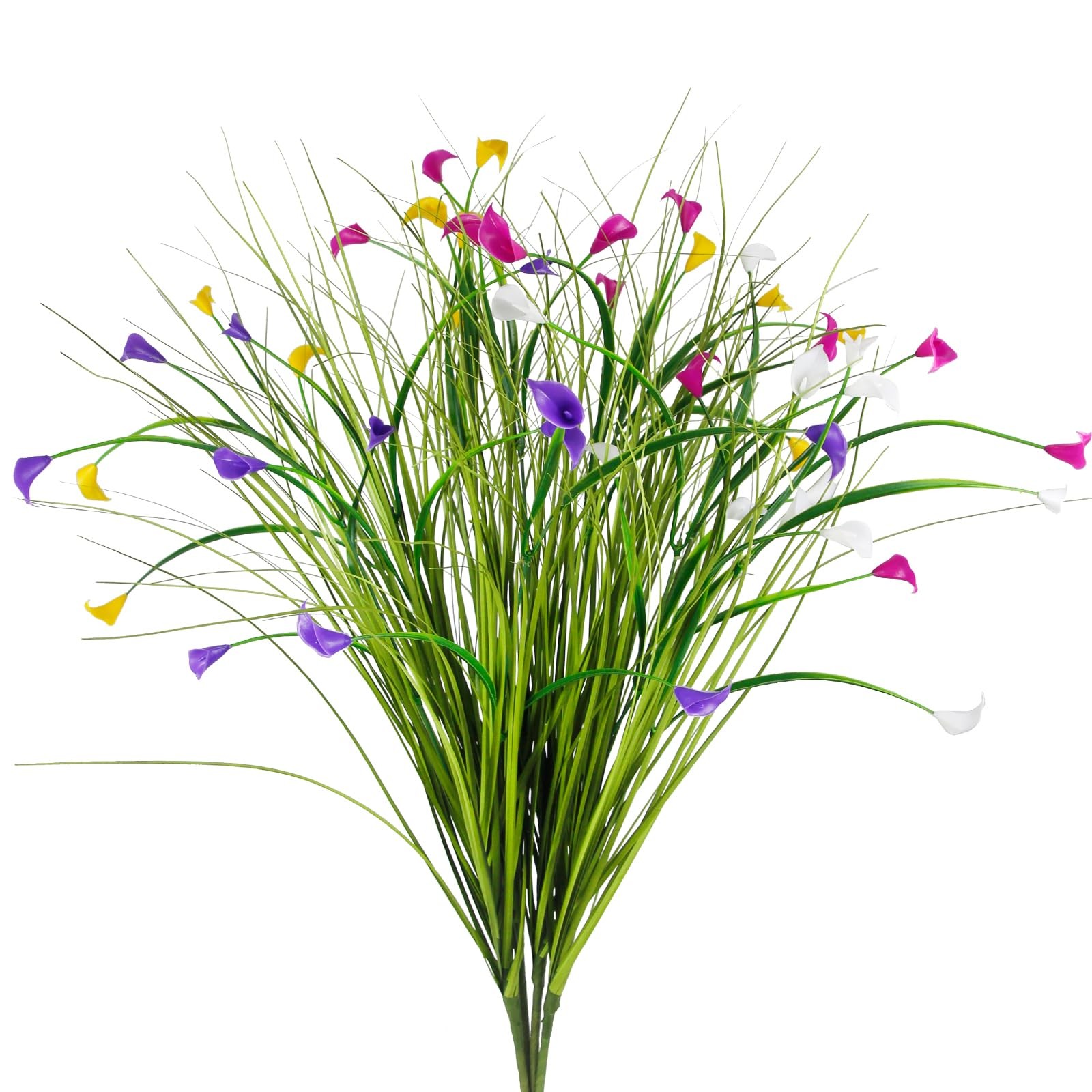 FAICOIA 4 Pcs Artificial Plants Onion Grass Outdoor 35″ Fake Tall Grass with …