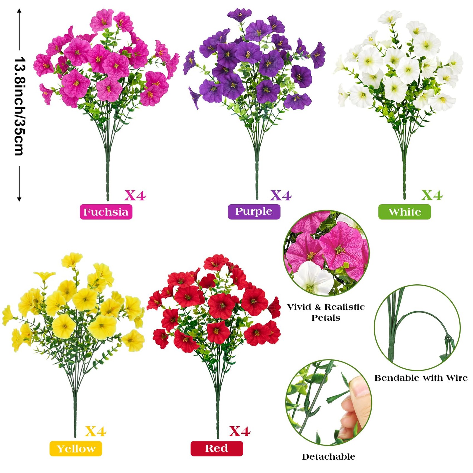 Besteek 20 Bundles Artificial Flowers for Outdoors, Fake Flower UV Resistant …