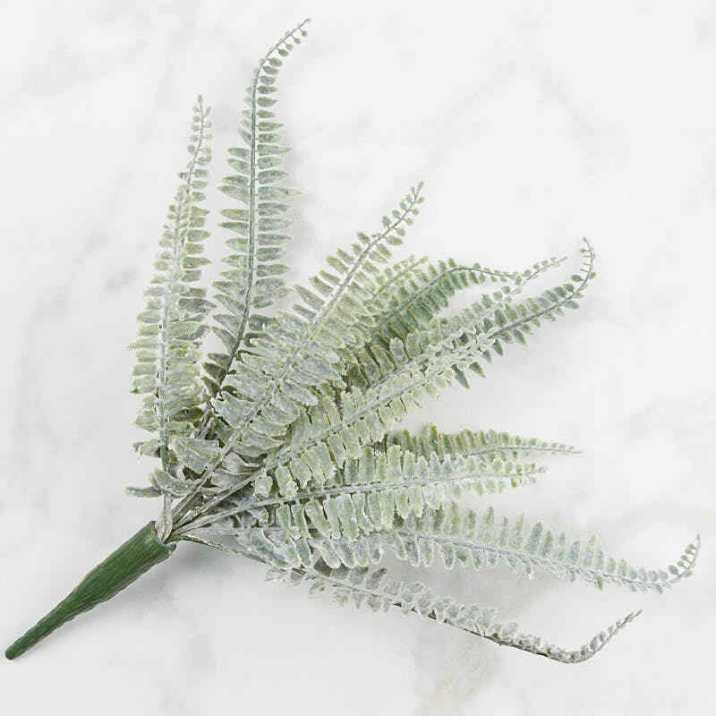 Lot of 4 Factory Direct Craft Flocked Green Vinyl 14″ Fern Bushes for Decor