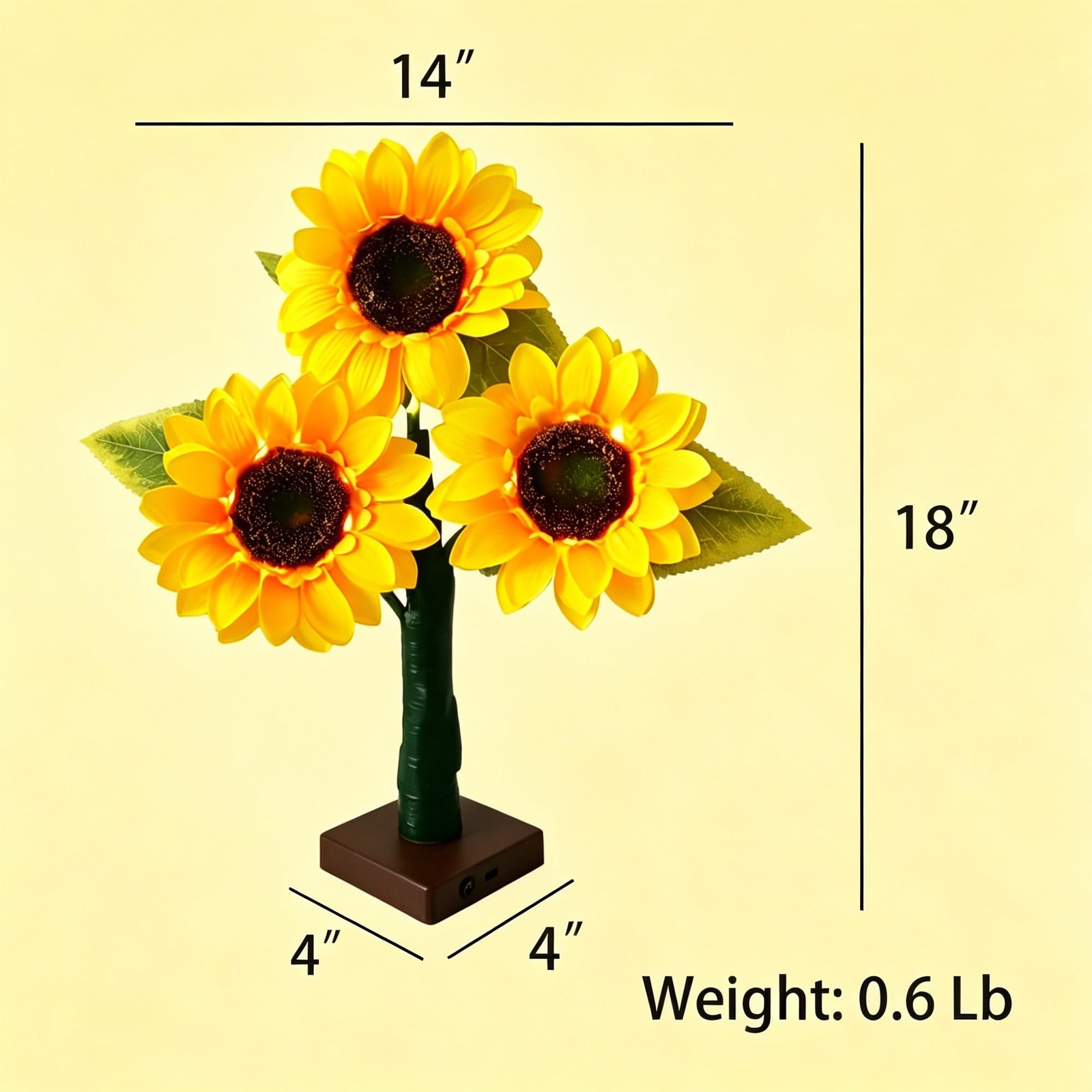18 Inche Sunflower Tree Light, 33 Warm White Lights with 2 Modes, USB/Battery…