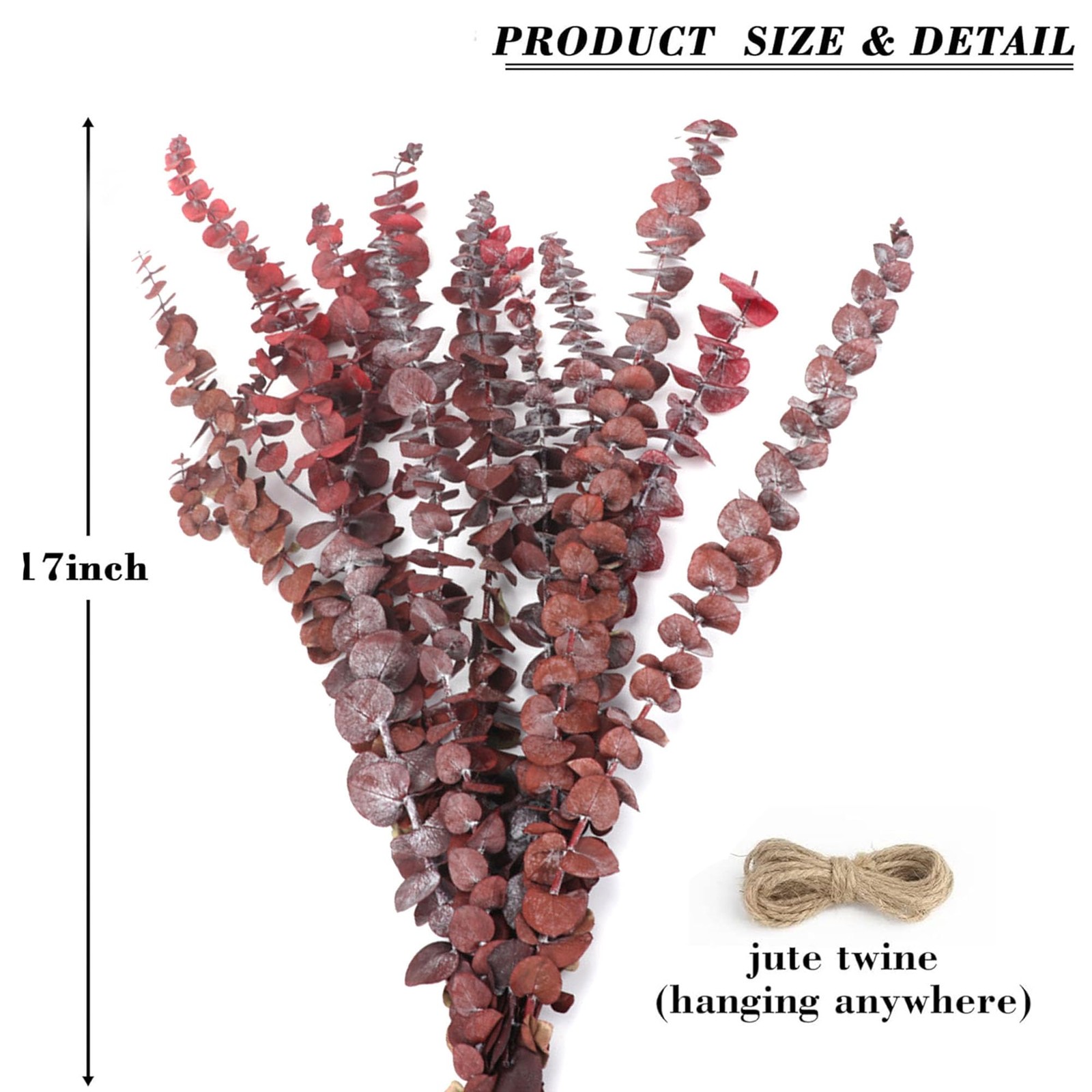 20pcs Dried Red Eucalyptus Stems 17 Natural Fresh Eucalyptus Plant for Shower Ha