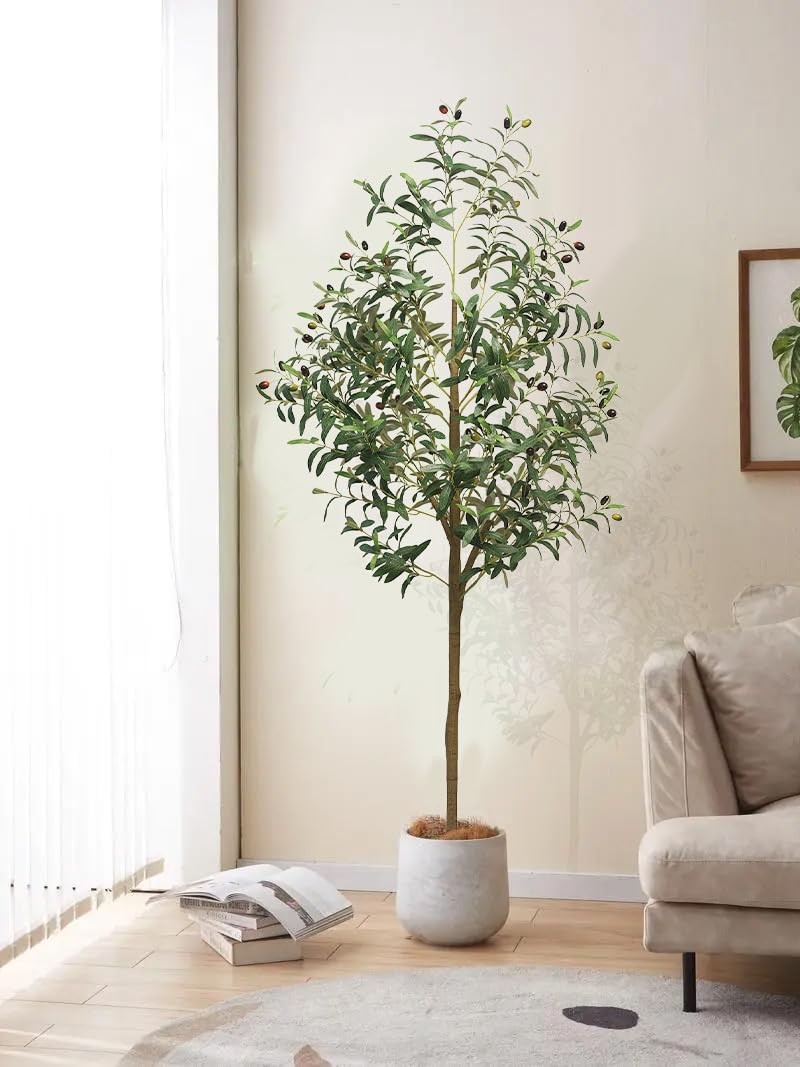 6ft Artificial Olive Tree Indoor Silk Leaves Fake Plant Tall 70-80 chars ✓