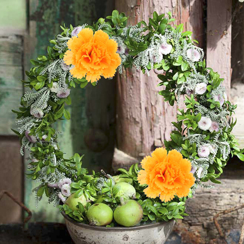 50PCS Simulation Marigold Ornament Decorative Flower Heads Garland DIY Making