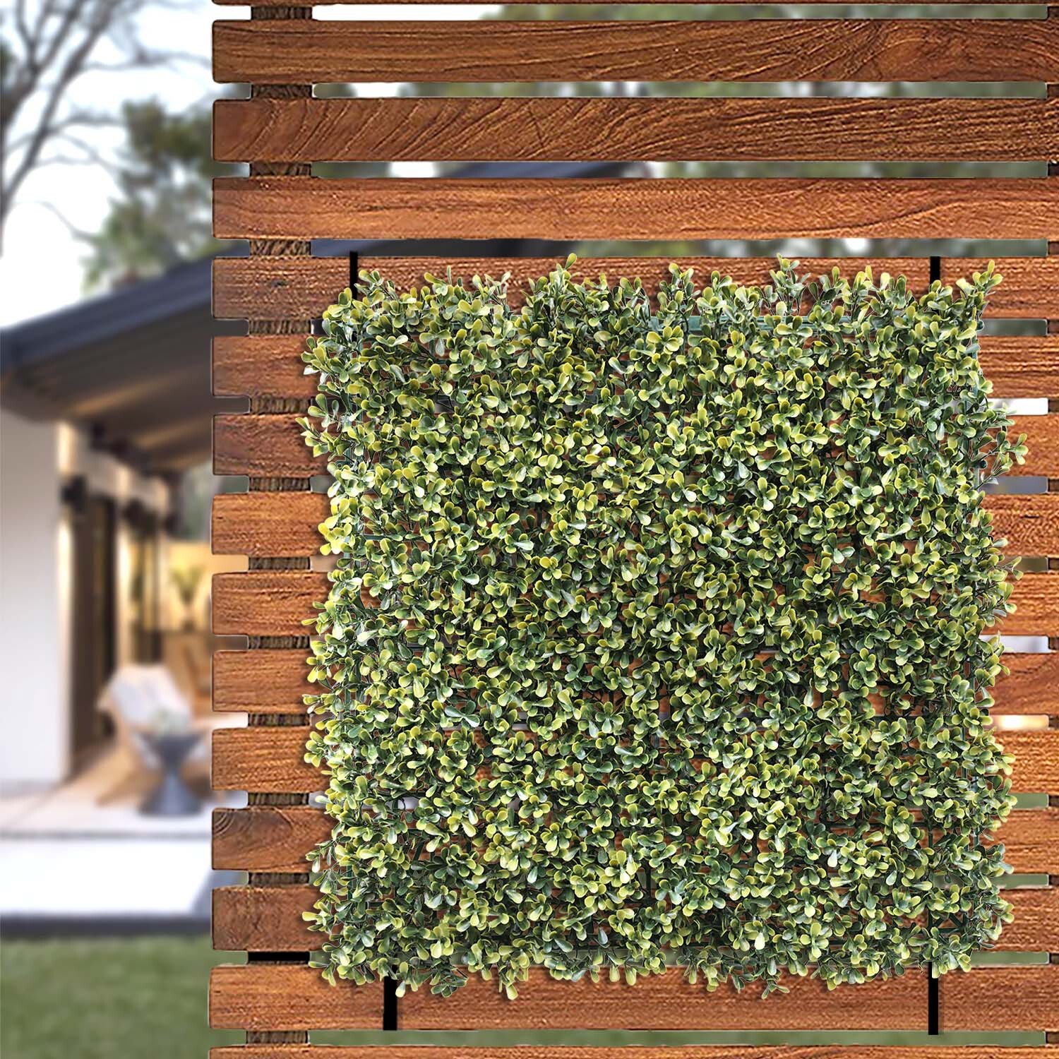 20×20″ Artificial Faux Yellow Pittoso Fence Screen Greenery Wall Decor Panel