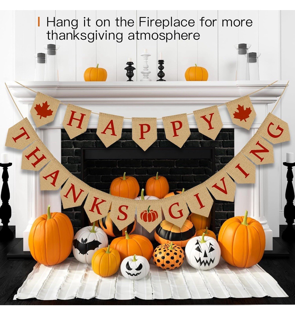 Happy Thanksgiving Banners, Burlap Thanksgiving Party Decorations, Happy Fall