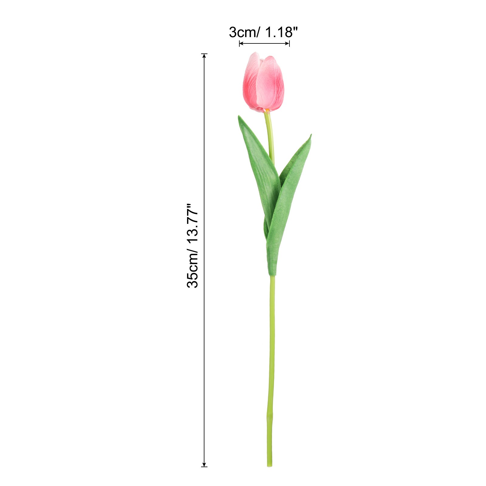 24Pcs Fake Tulips Artificial Flowers, PU Tulips with Stems, Deep pink