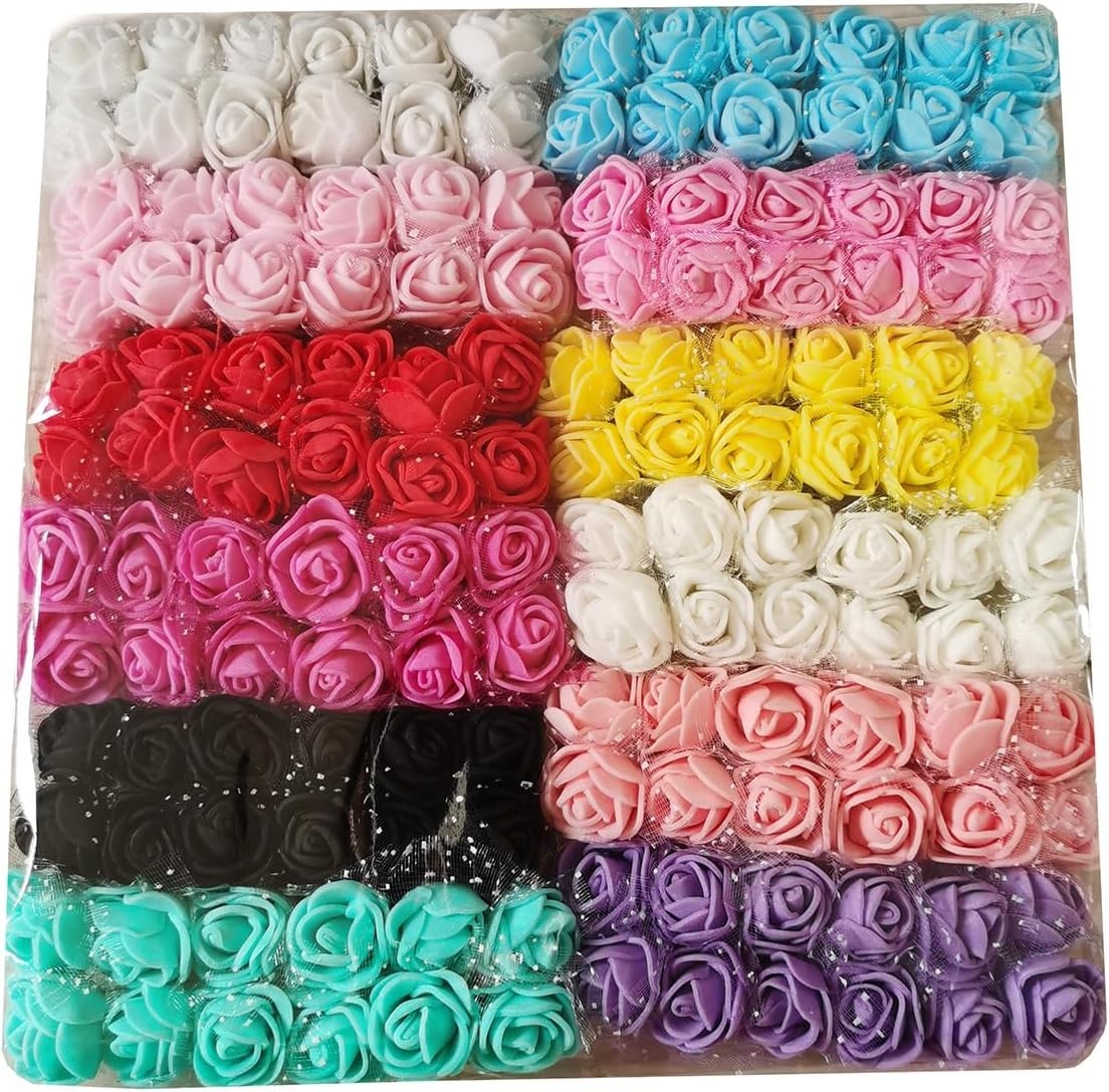 144 Mini Fake Rose Flower Heads – DIY Wedding Decor & Accessories in Multicolor