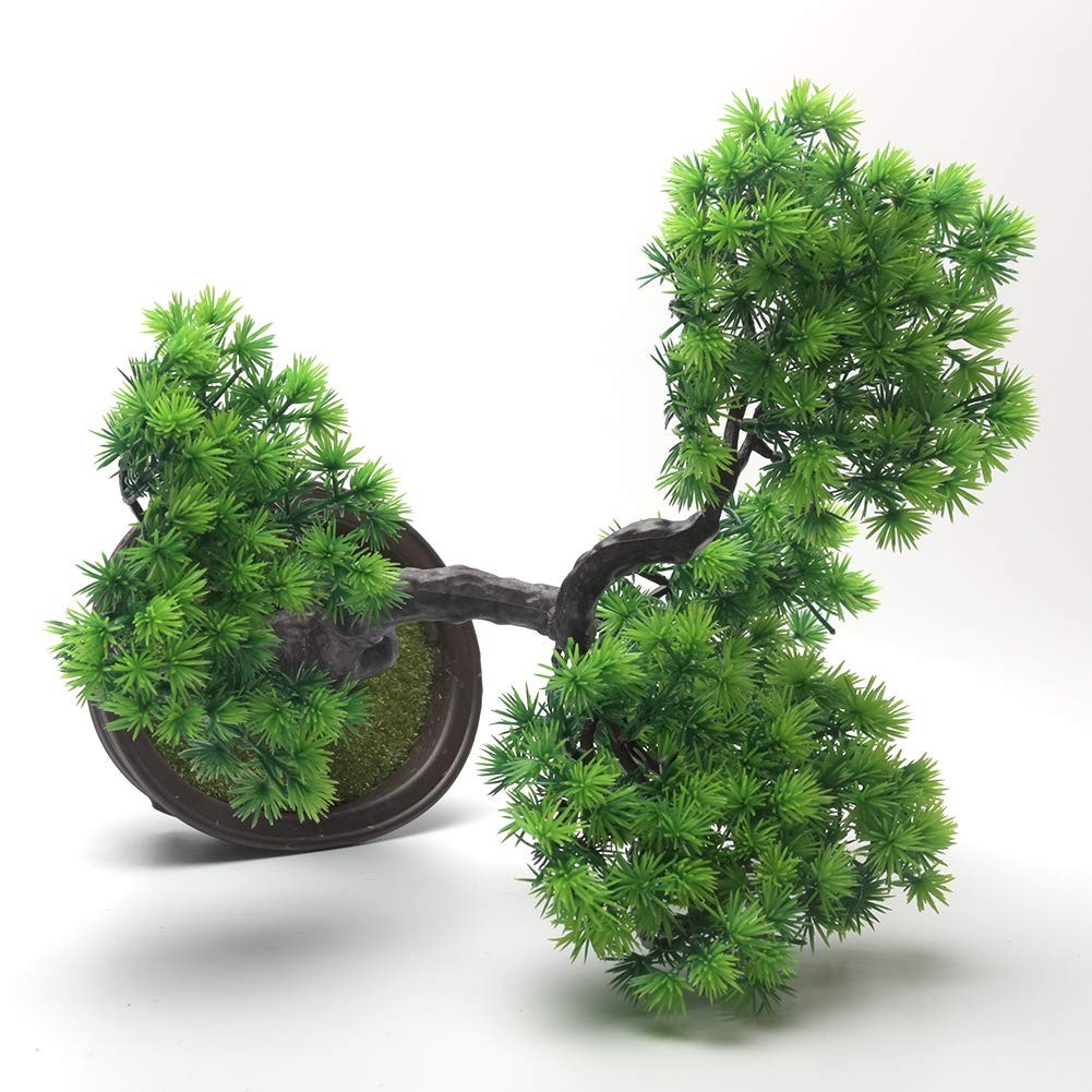 Artificial Bonsai Tree Simulation Pine Potted Fake Green Plant Zen Garden