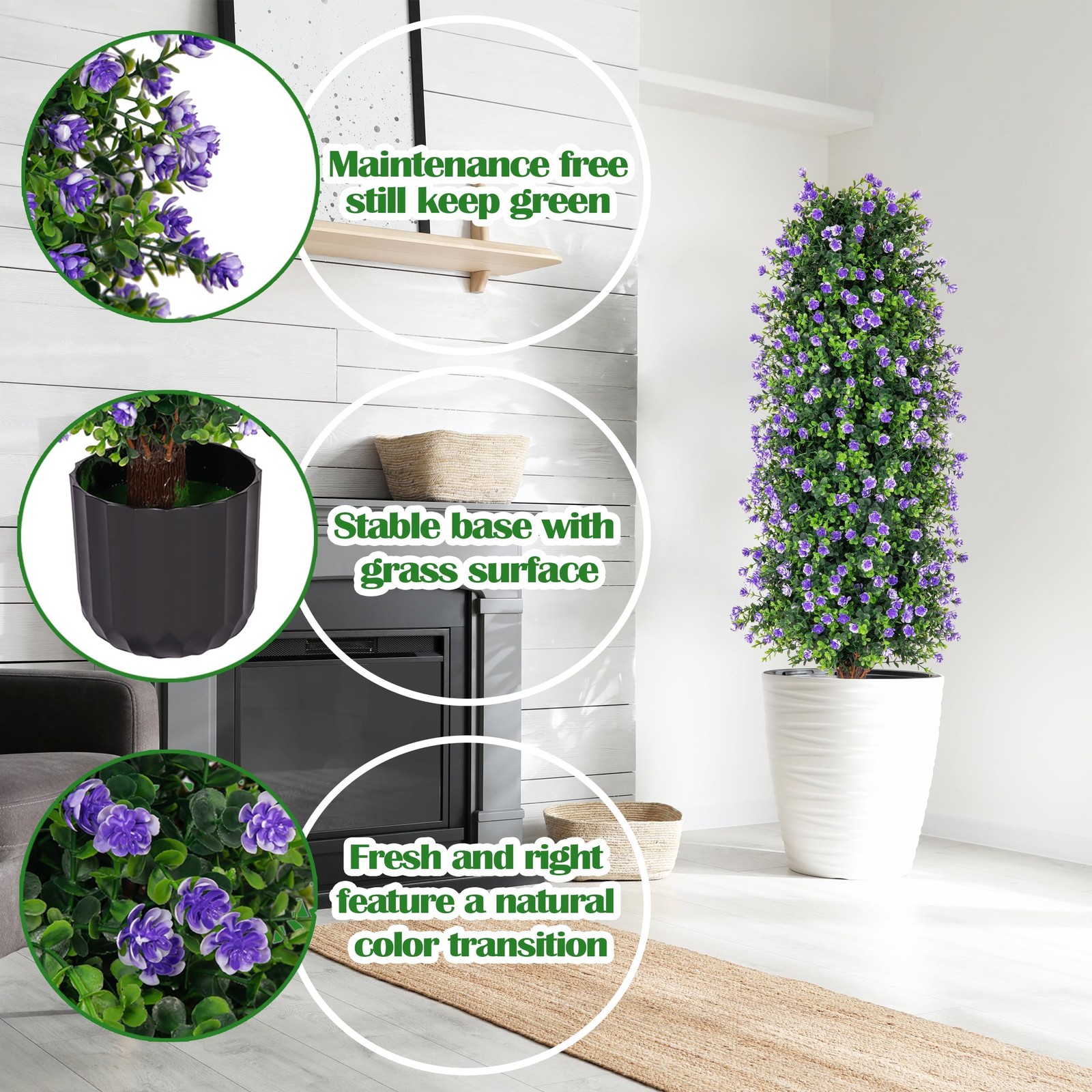 2 Packs Artificial Rose Tree 3FT- Fake Floral Plant Tree in Pot- Decorative T…