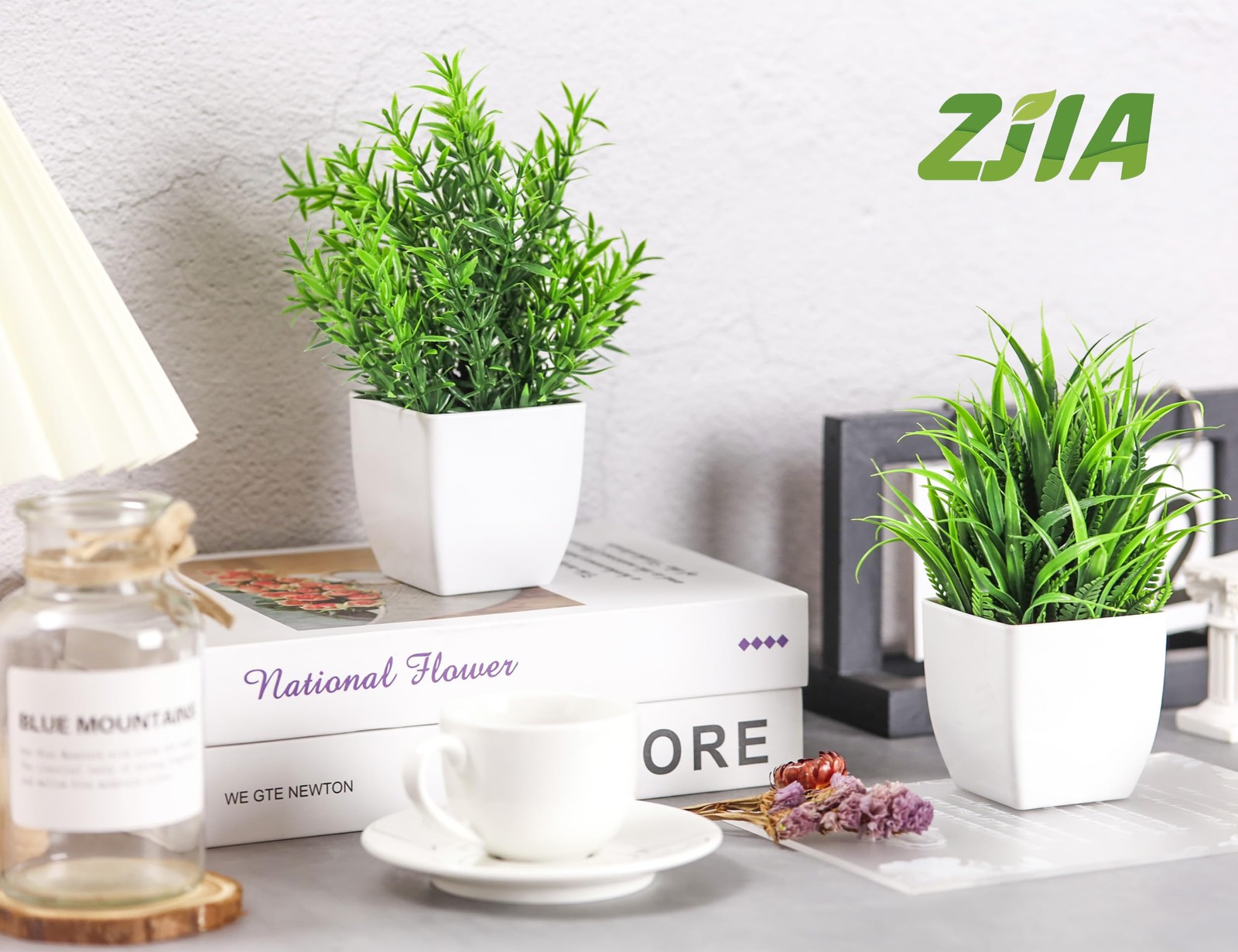 4 Pack Small Fake Plants White Bathroom for Home Bedroom Bathroom Kitchen Decor