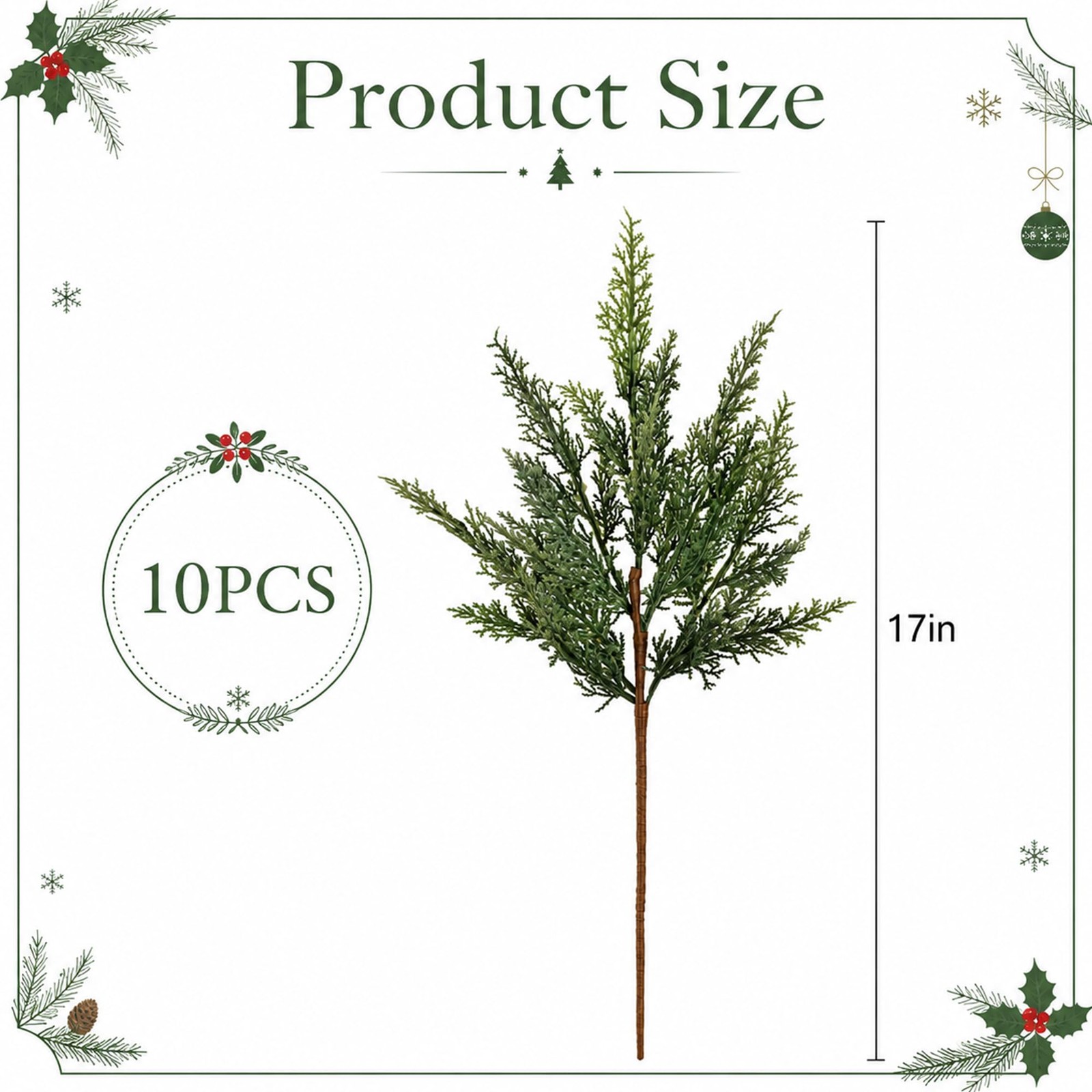 10 Pcs 17 Inches Christmas 2 Color Cypress Branches