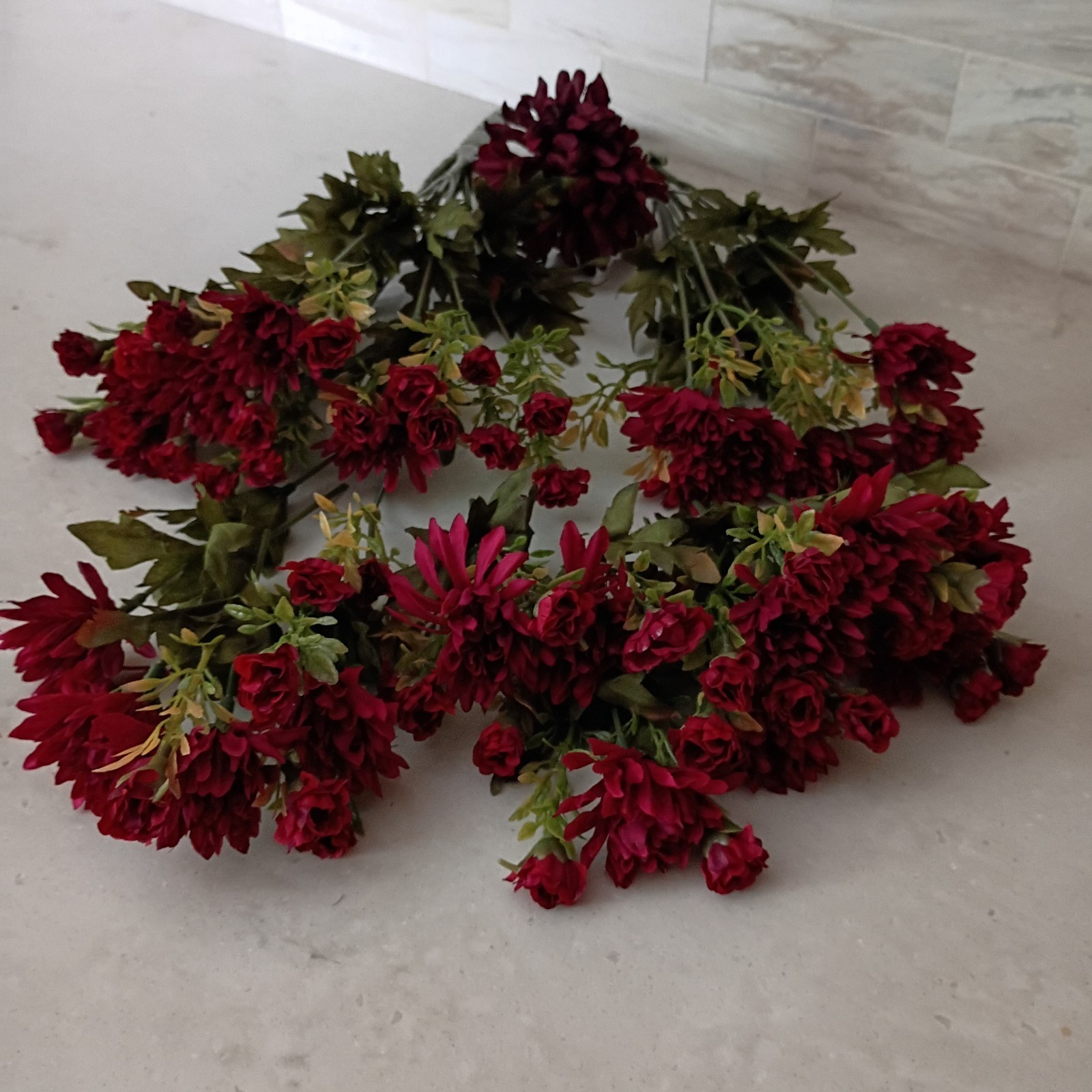 Dark Burgundy Flower Stems 16 Stems, 67 Artificial Flower Buds