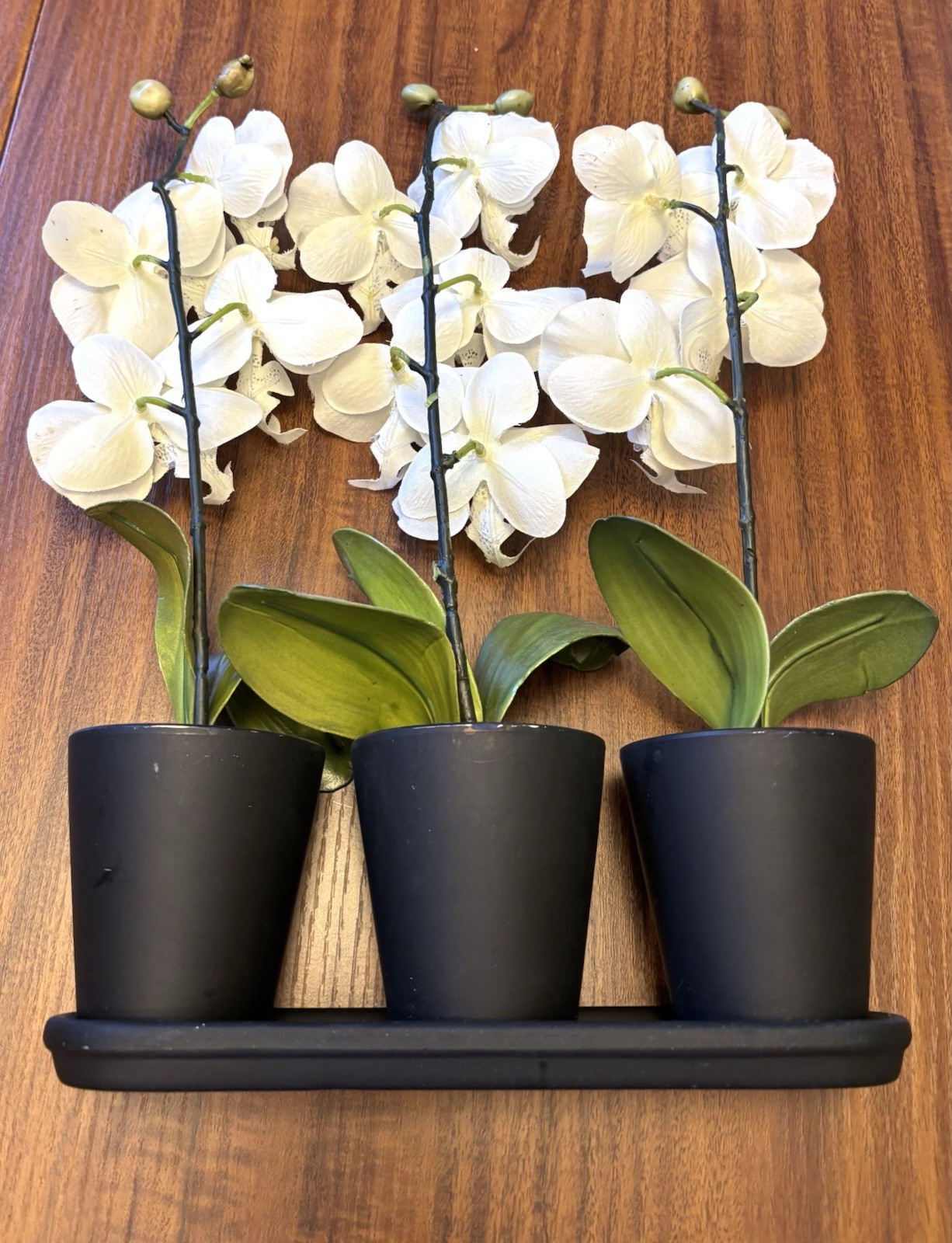 Silk Flowers In Pots Table Shelf Decor Two Arrangements Orchids