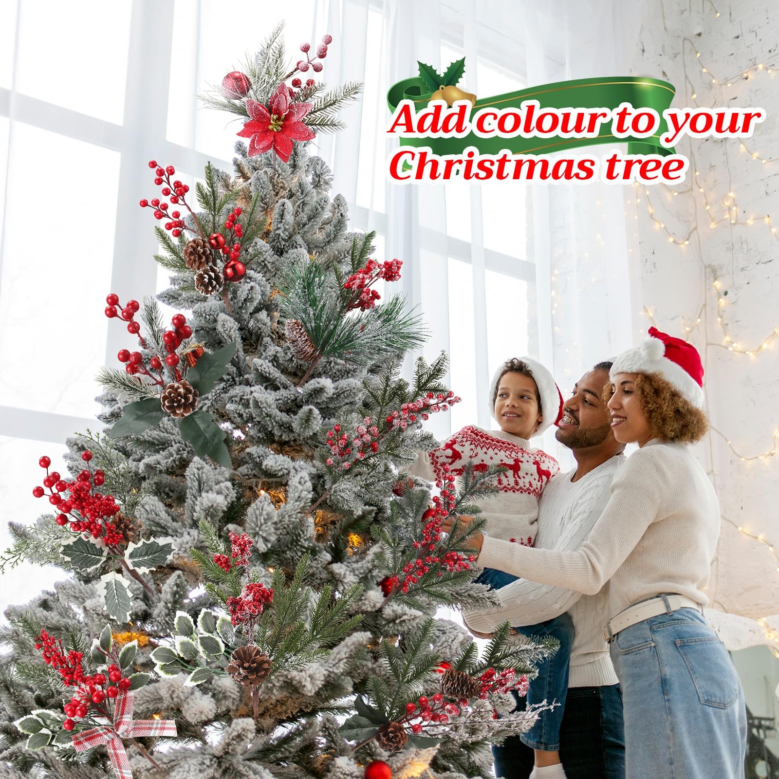 10 Large Size Christmas Artificial Berry Branches, 12-30 in Artificial Christ…