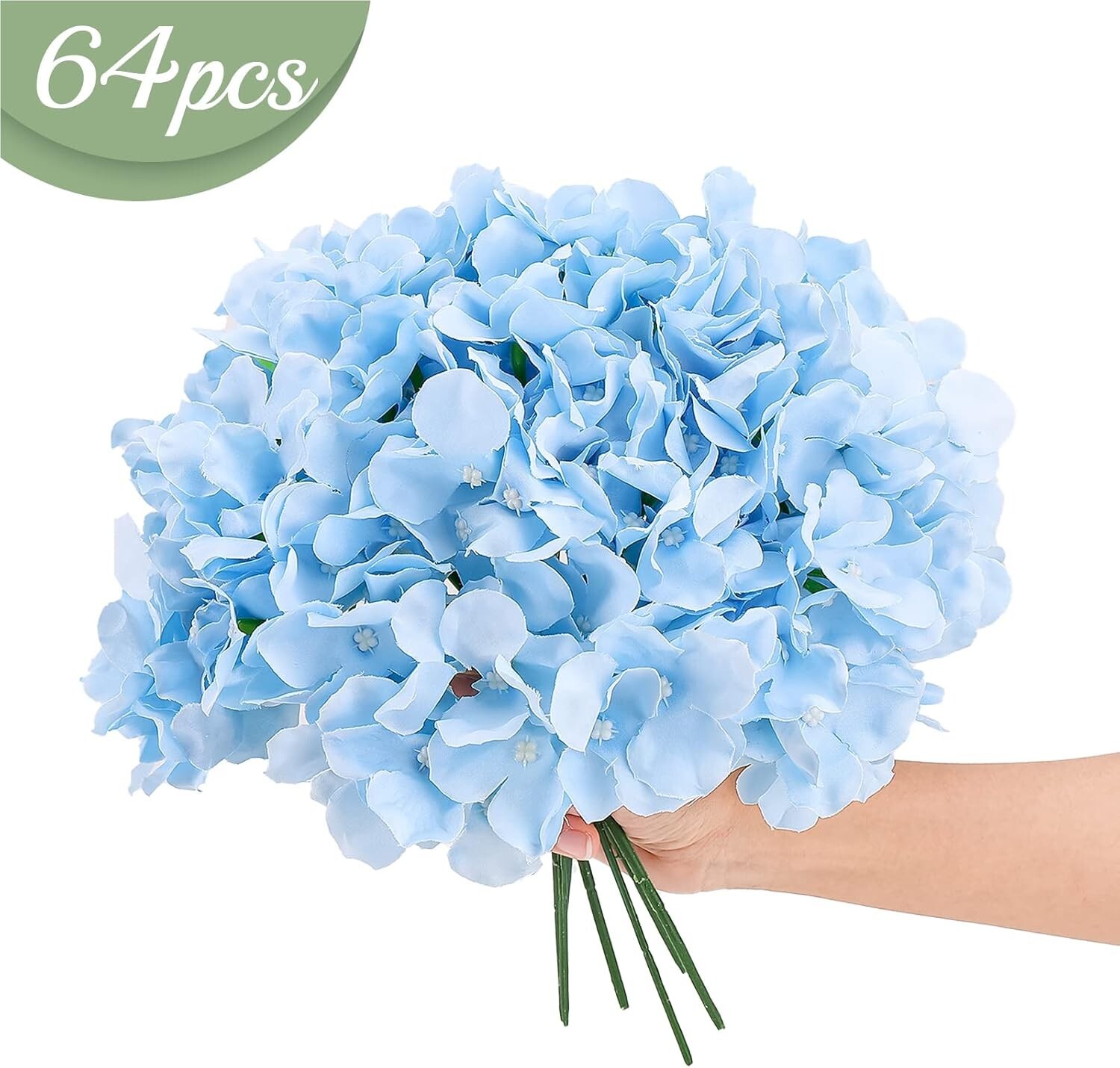 Luxurious 64-Pc Blue Artificial Hydrangea Set for Timeless Wedding & Party Decor