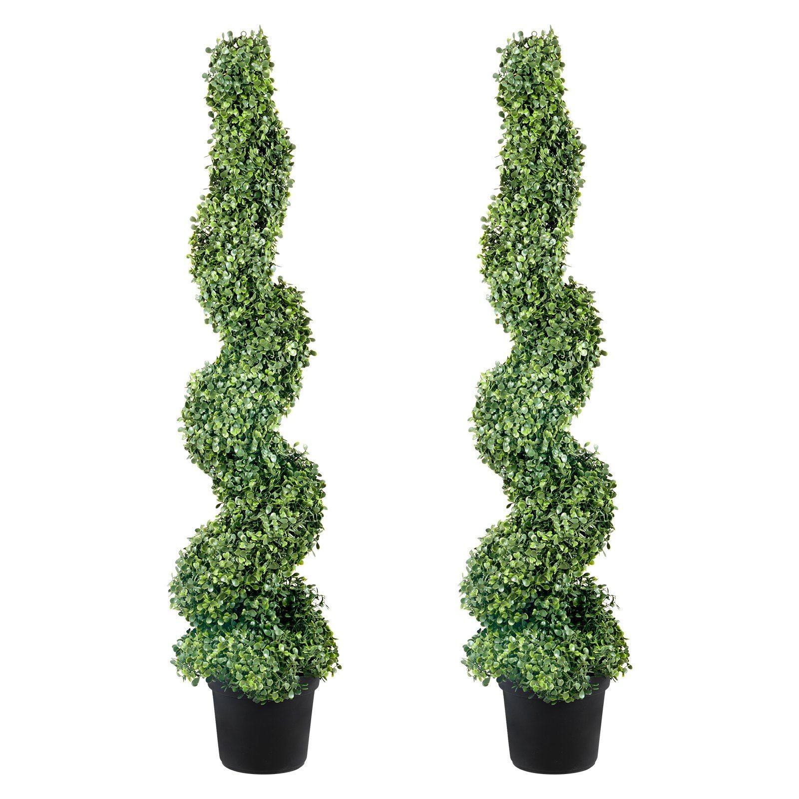2pc 122cm Green Spiral Topiary Iron Plastic incl 10pc Replacement Leaves