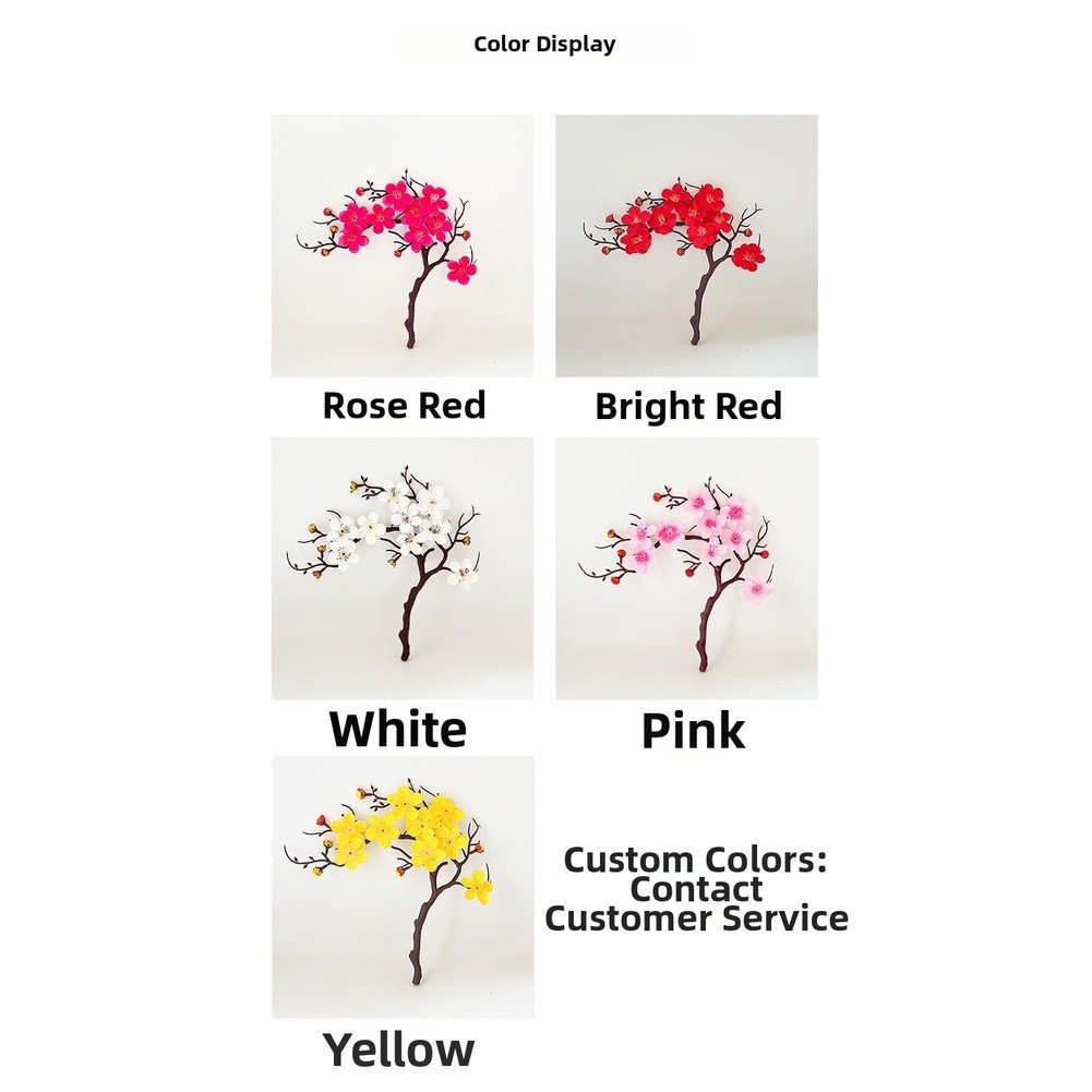 White Red Pink Yellow Rose Red Artificial Plum Blossom Bonsai for Home Styling