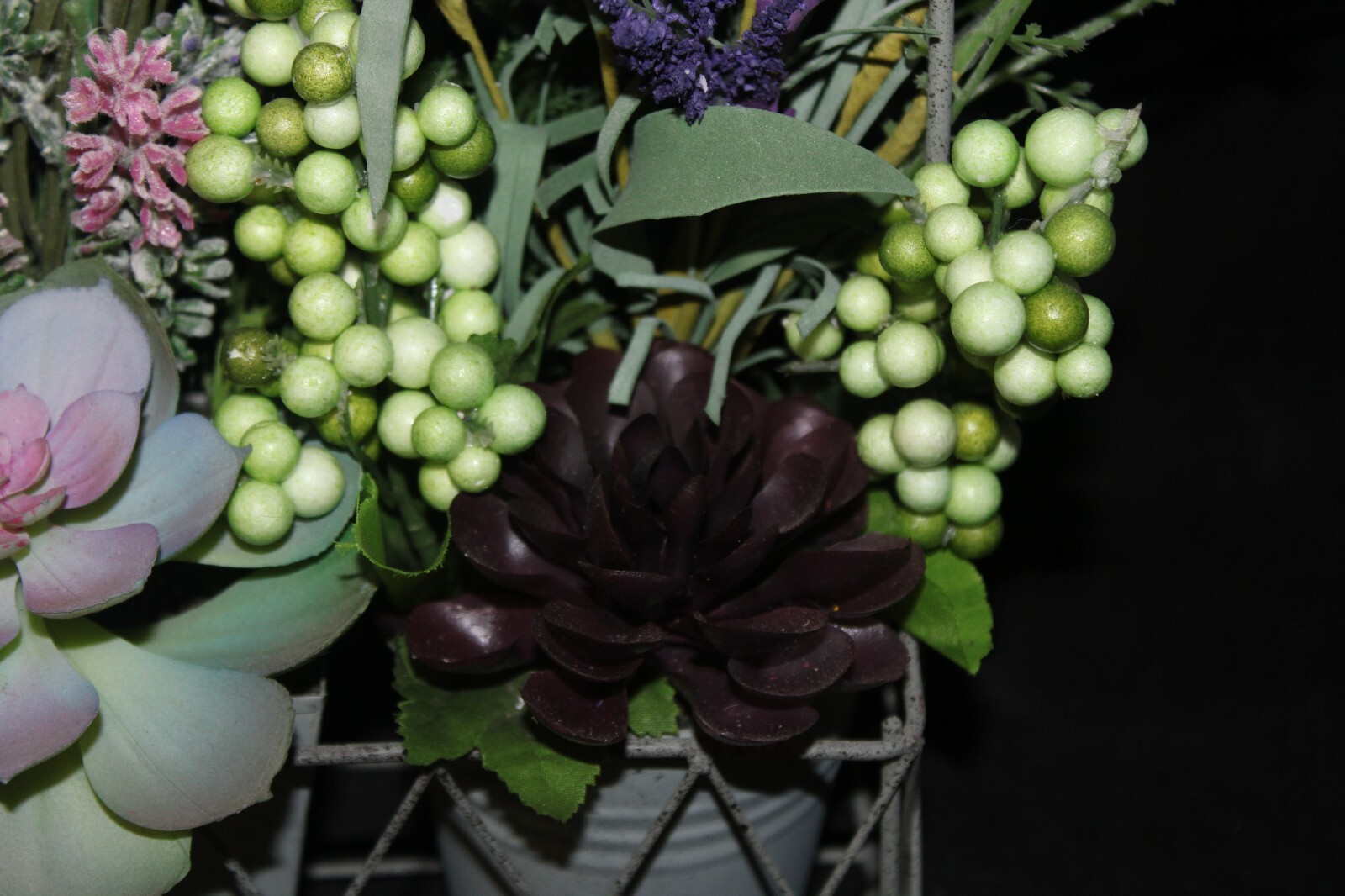 Mixed Artificial Succulent Arrangement in Metal Planter