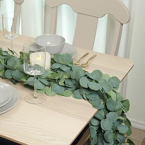 8 Pcs 7FT Artificial Eucalyptus Leaves Greenery Garland for Wedding Wall Decor