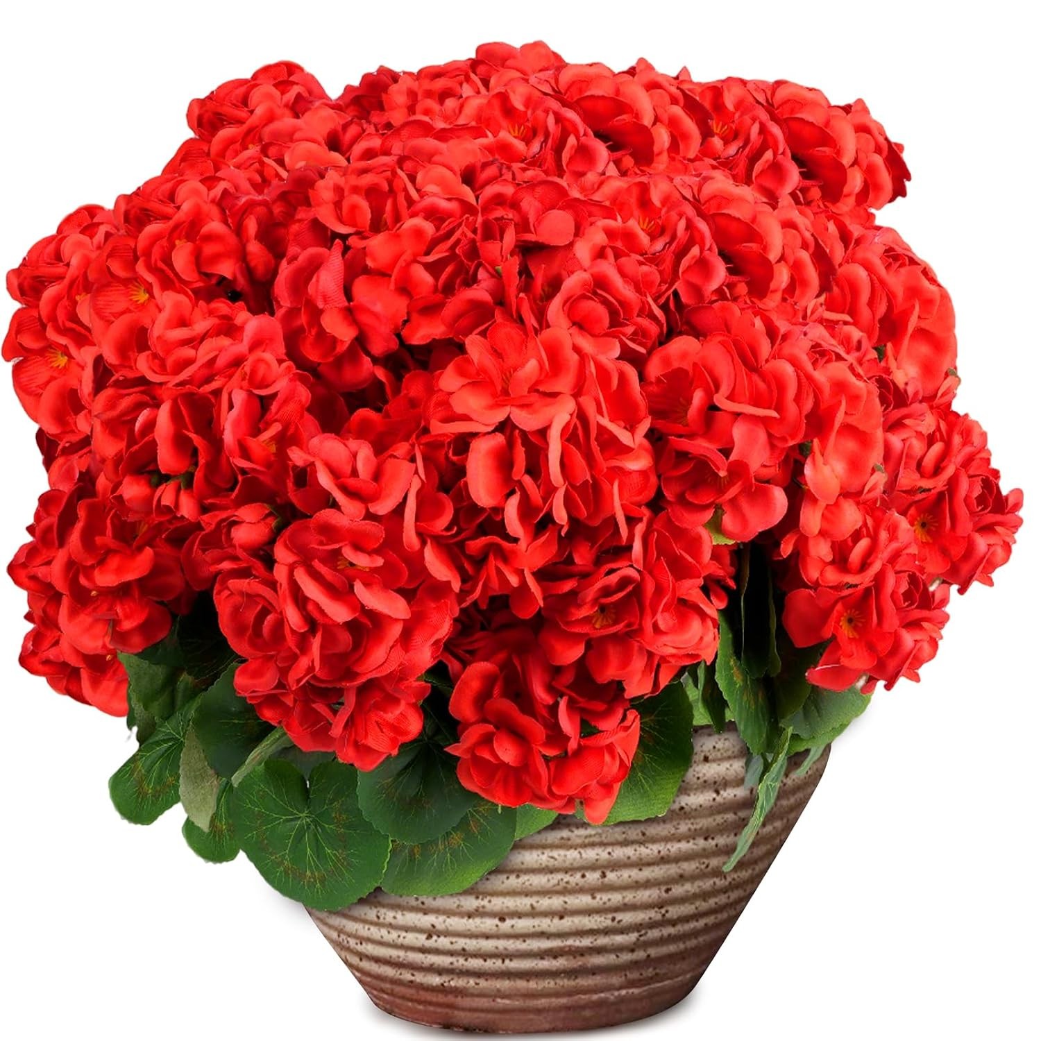 Artificial Red Geraniums Faux Outdoor Christmas Flowers 6 Bundles Artificial