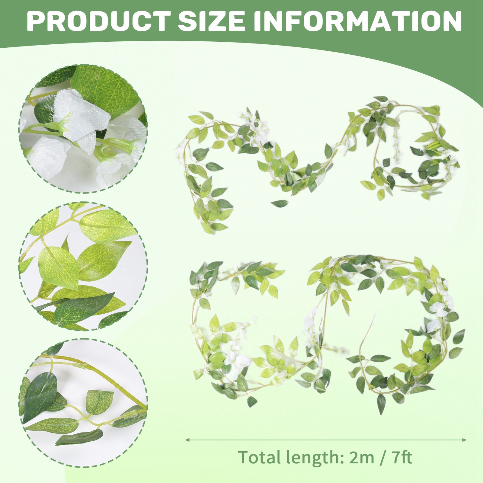 2Pcs 7Ft/Pcs Artificial Wisteria Vine, Flower Garland Wisteria Vine Rattan5954