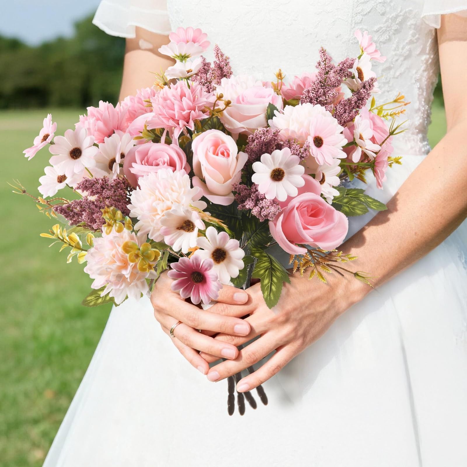 Artificial Spring Faux Silk Chrysanthemum Rose Daisy Bouquets 4 PCS