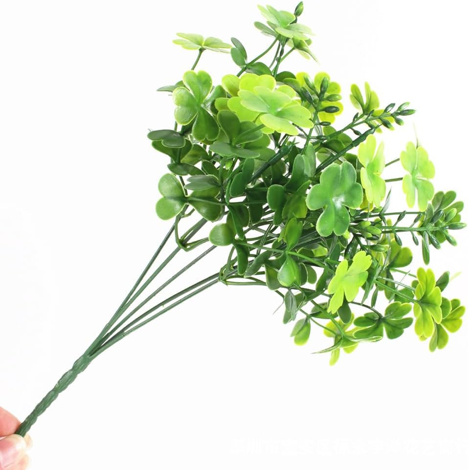 5-Piece Artificial Shamrock Flower Bush for St. Patrick’s Day Decor