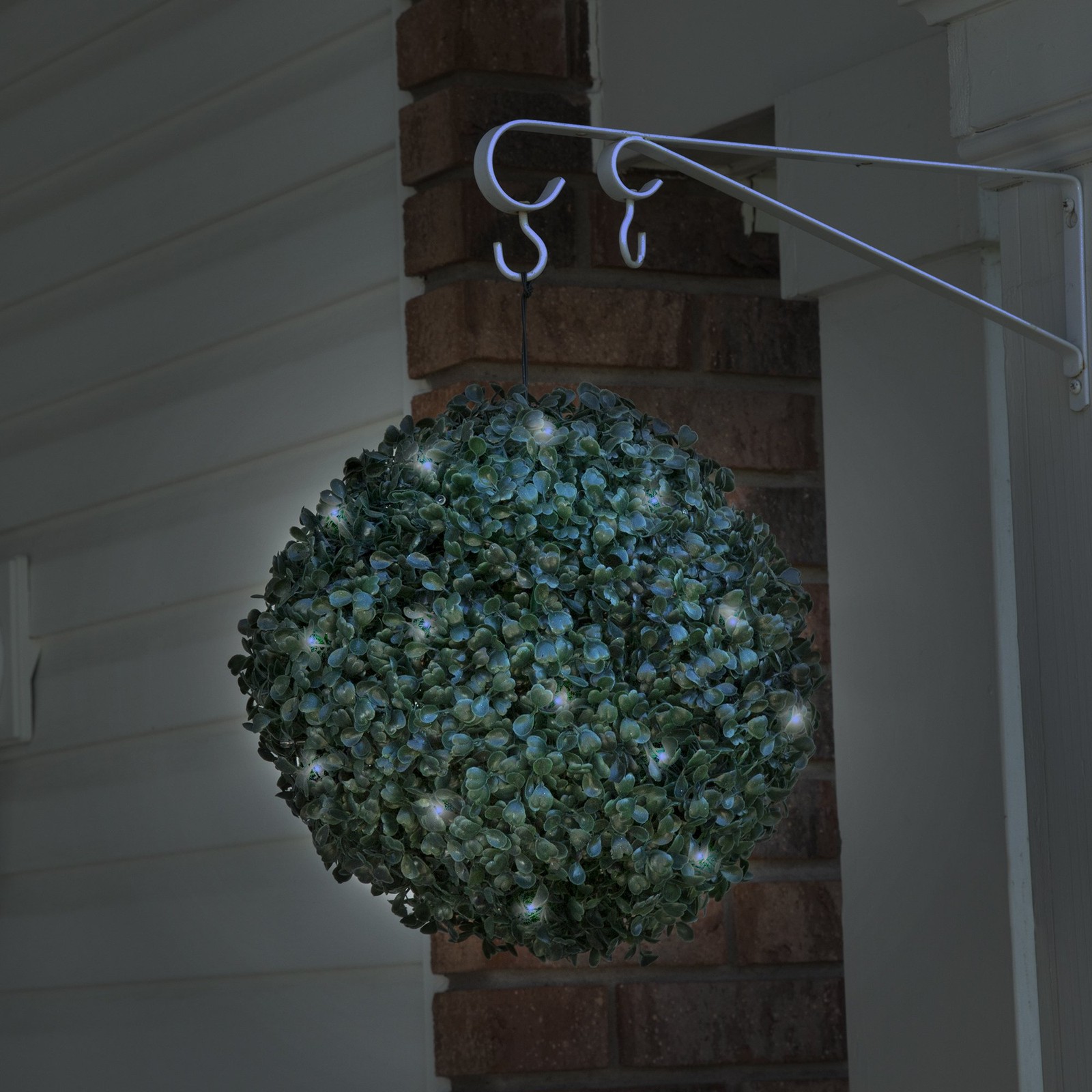 Boxwood Plant – 11in Faux Outdoor Topiary Pre-Lit with Solar LEDs – Artificia…