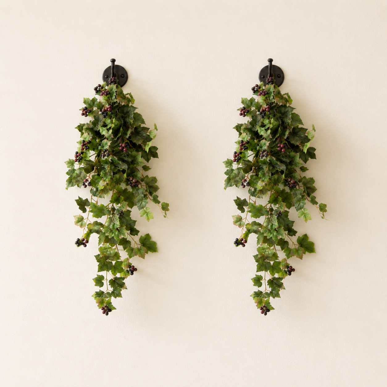 24″ Grape Leaf Hanging Artificial Plant (Set of 2)