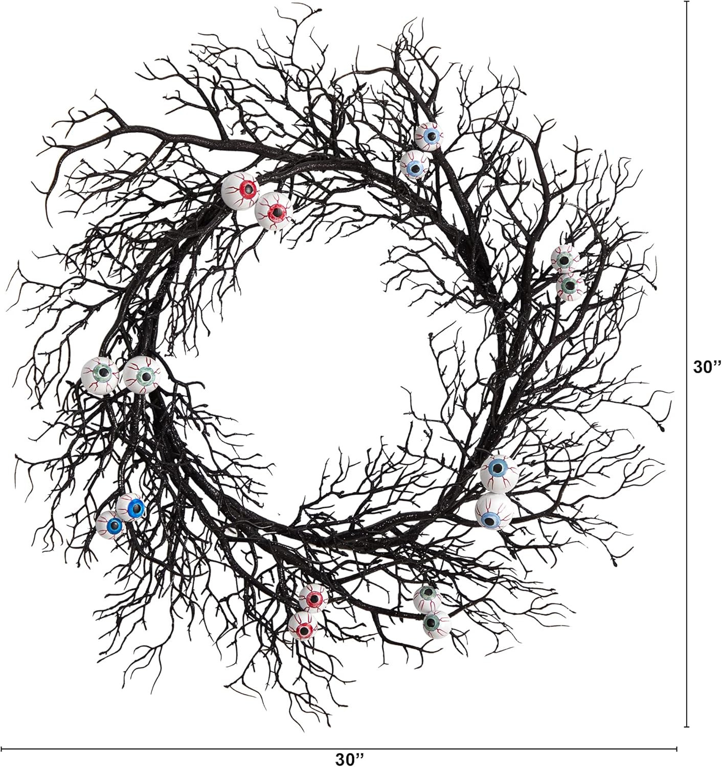 30in. Halloween Gazing Eyeballs Twig Wreath