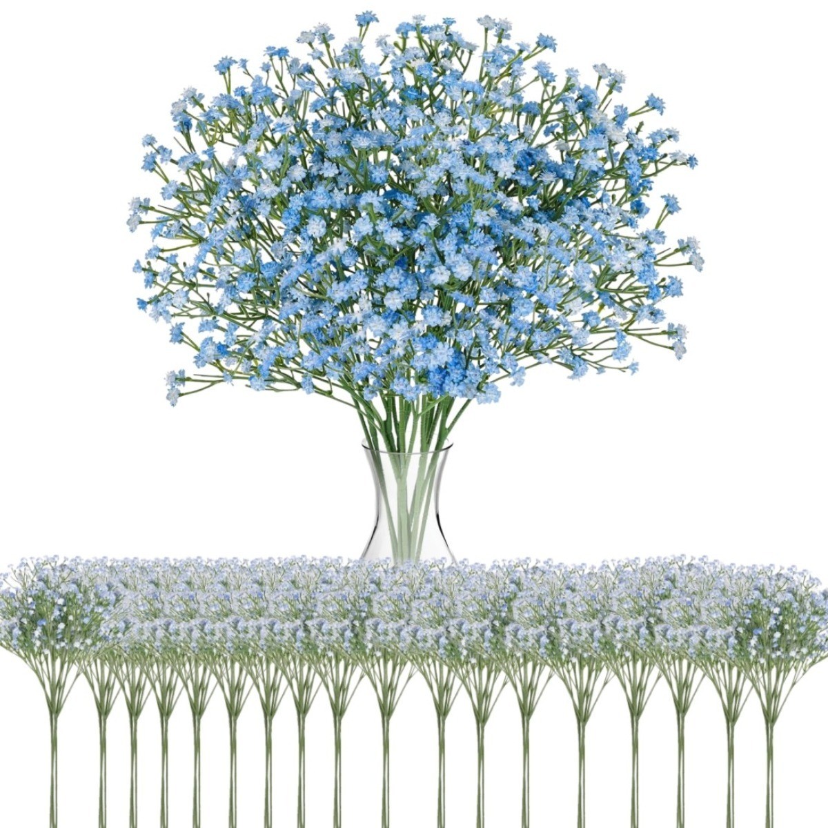 18Pcs Blue Babys Breath Artificial Flowers Gypsophila Bouquet Wedding Decor