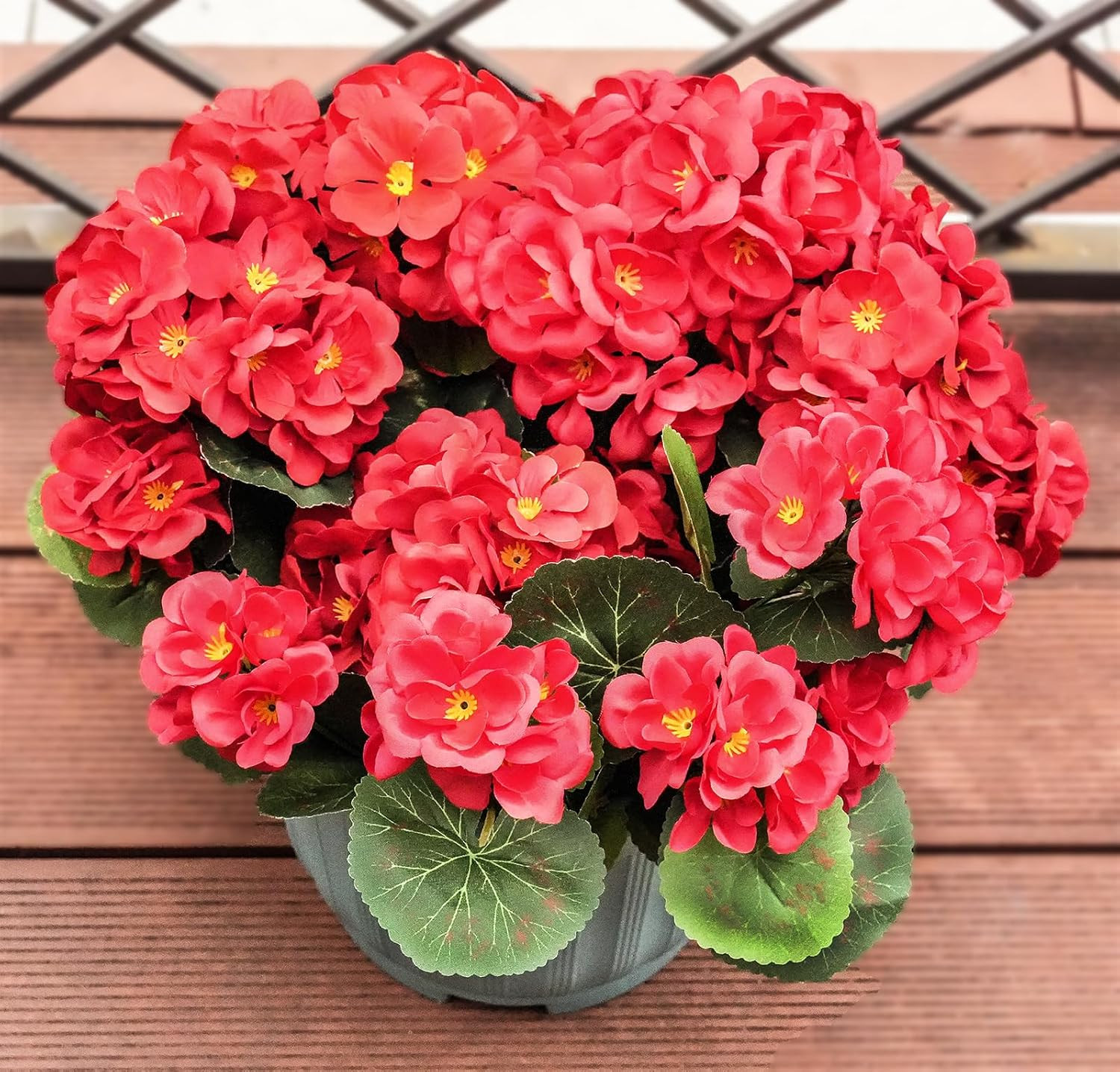 UV Resistant Artificial Red Geraniums – 4 Bundles for Indoor/Outdoor Decor