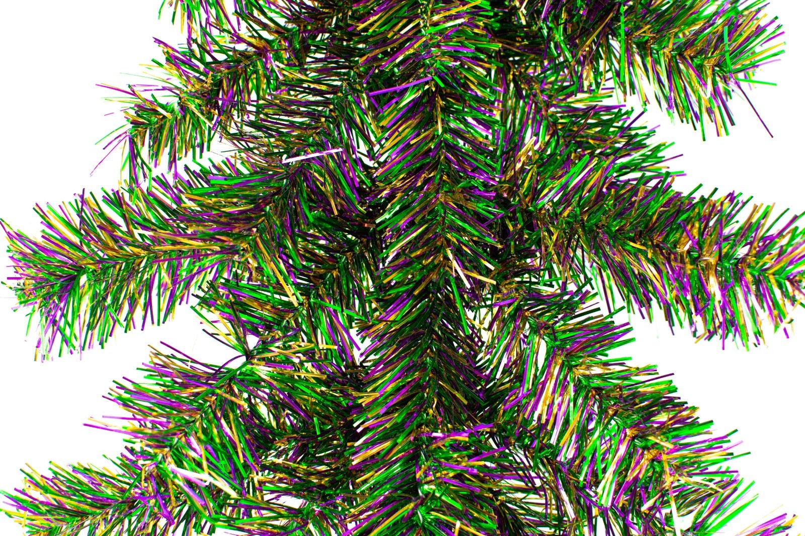 6FT Mardi Gras Garland Green, Purple, Gold Tinsel Christmas Garland 12? Wide