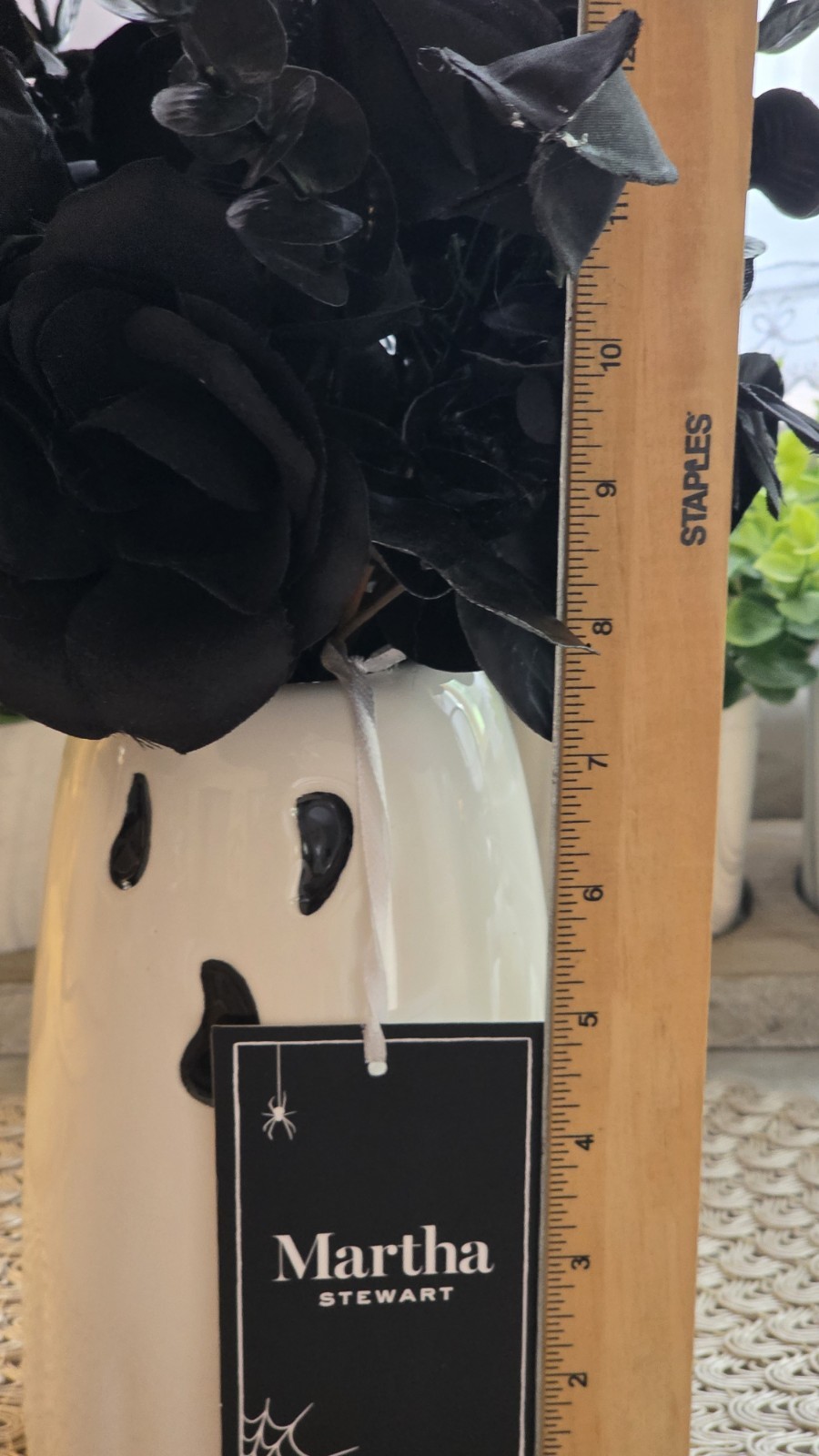 Martha Stewart Halloween Black Flower Floral Arrangement Ghost Vase