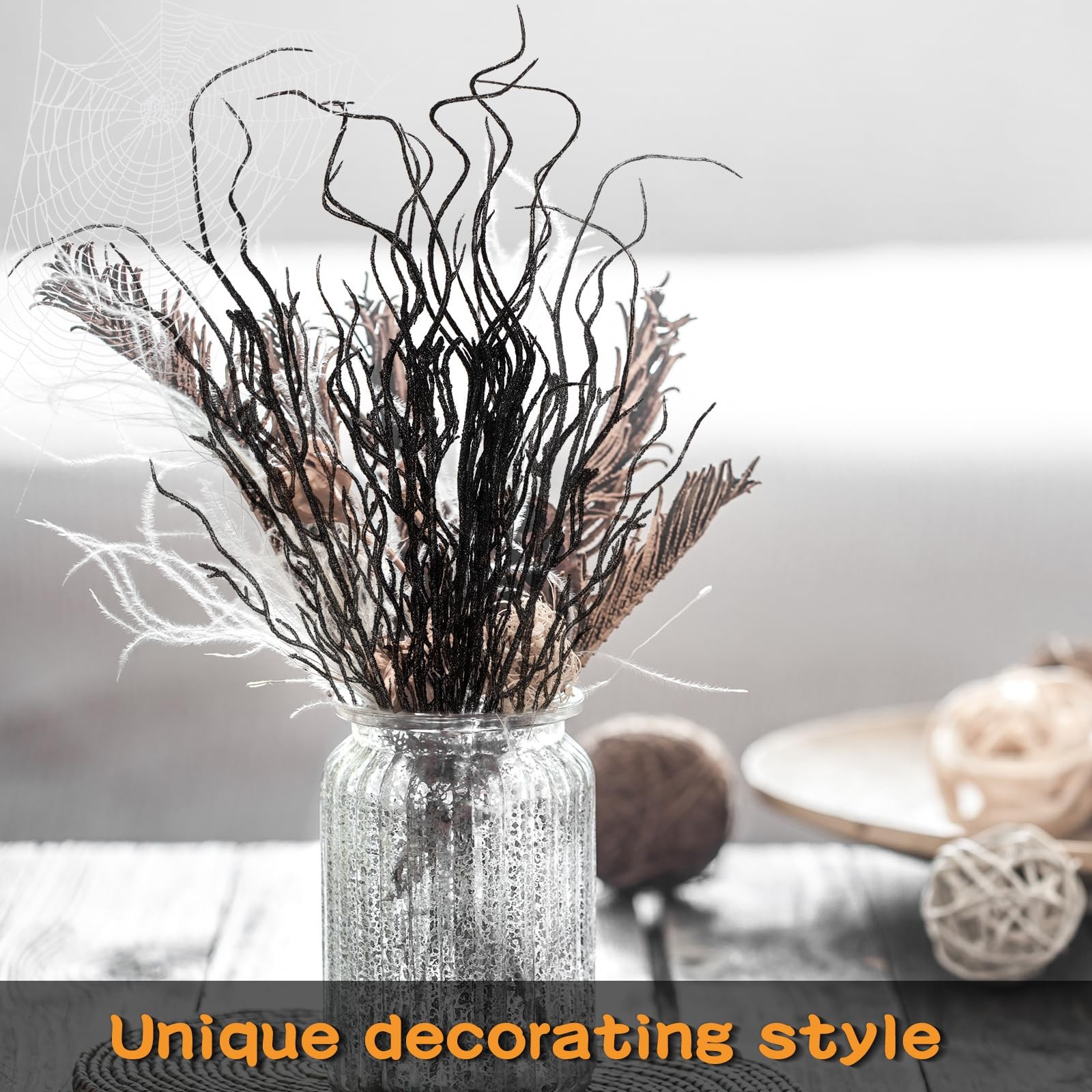 16 Pcs Curly Willow Branches for Tree Decor 18 Inch Glitter Bendable Artifici…