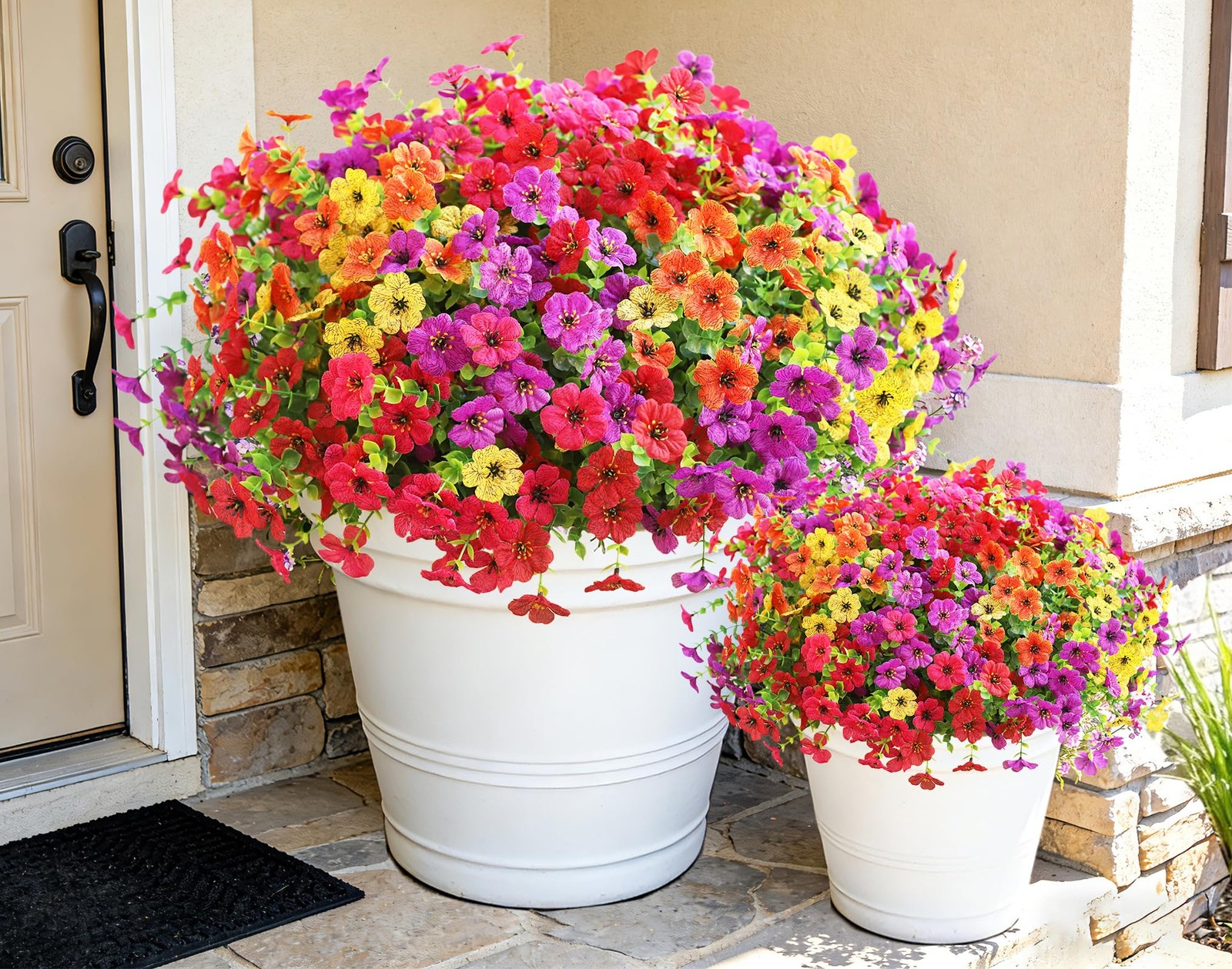 Artificial Flowers for Outdoors, Fake Faux Plants Outside Realistic Spring Su…