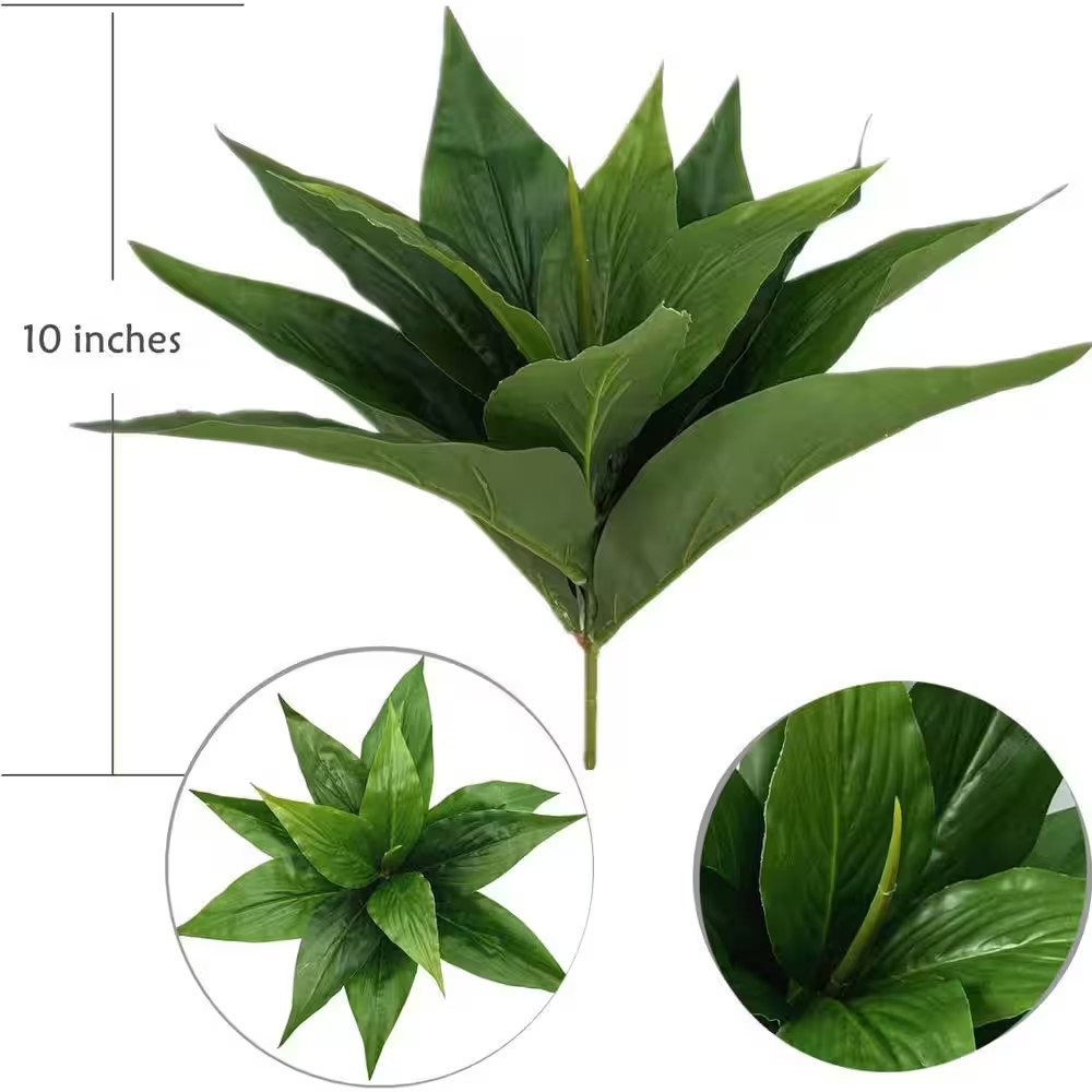 1 In. Green Artificial Shrub Indoor/Outdoor Agave Plant Faux Grass Decorative Bu