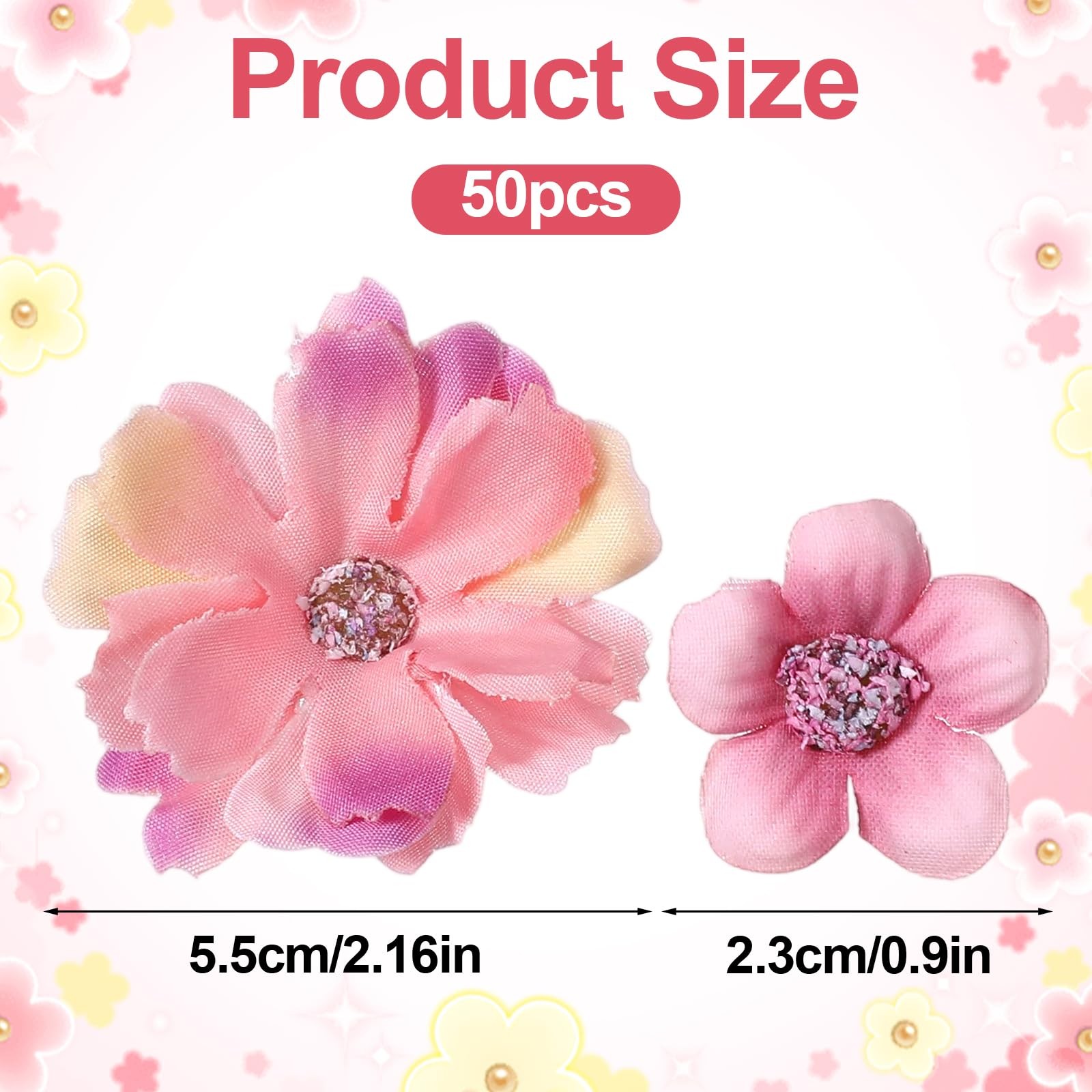 50 Pcs Mini Silk Faux Flower Heads, Small Pink Artificial Flowers, Fake Rose …
