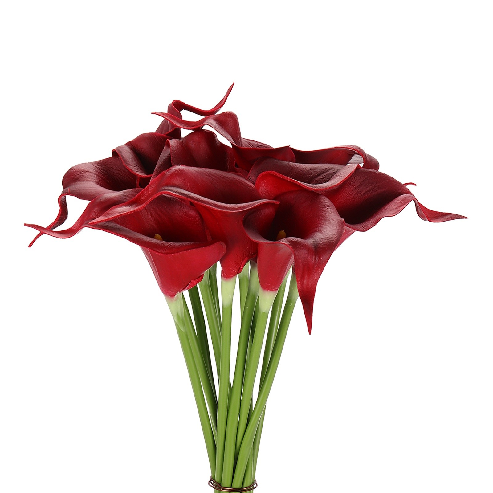 12Pcs 13 Inch Artificial Calla Lily Fake Flowers Real Touch Burgundy/Yellow