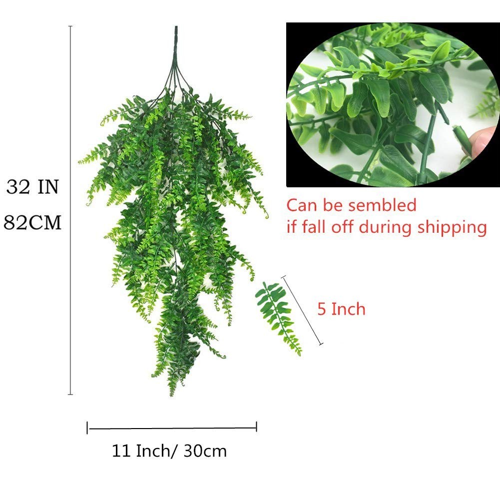 GBESTWOOW Fake Fern Artificial Hanging Ferns Outdoor Faux Hanging Greenery Pl…