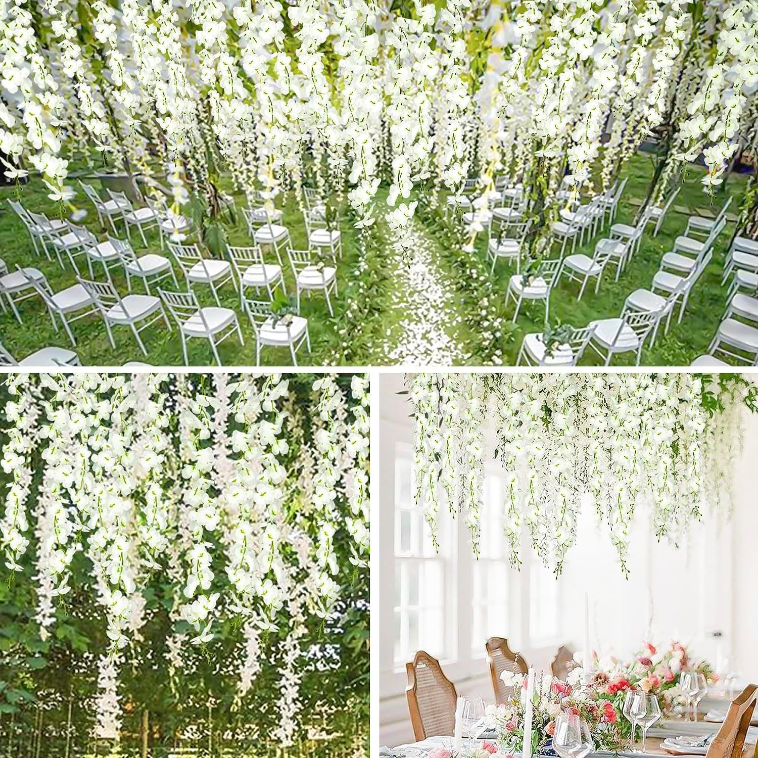 (36 Branches 12 Pack /45 inch /3.7ft Wisteria Hanging Artificial Flowers Fake…