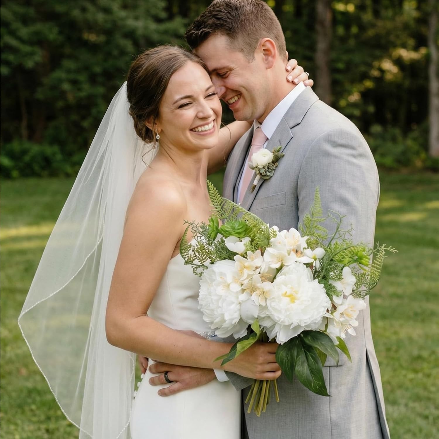 2 Realistic White Peony Bouquets – Perfect for Centerpieces & Bridal Bouquets