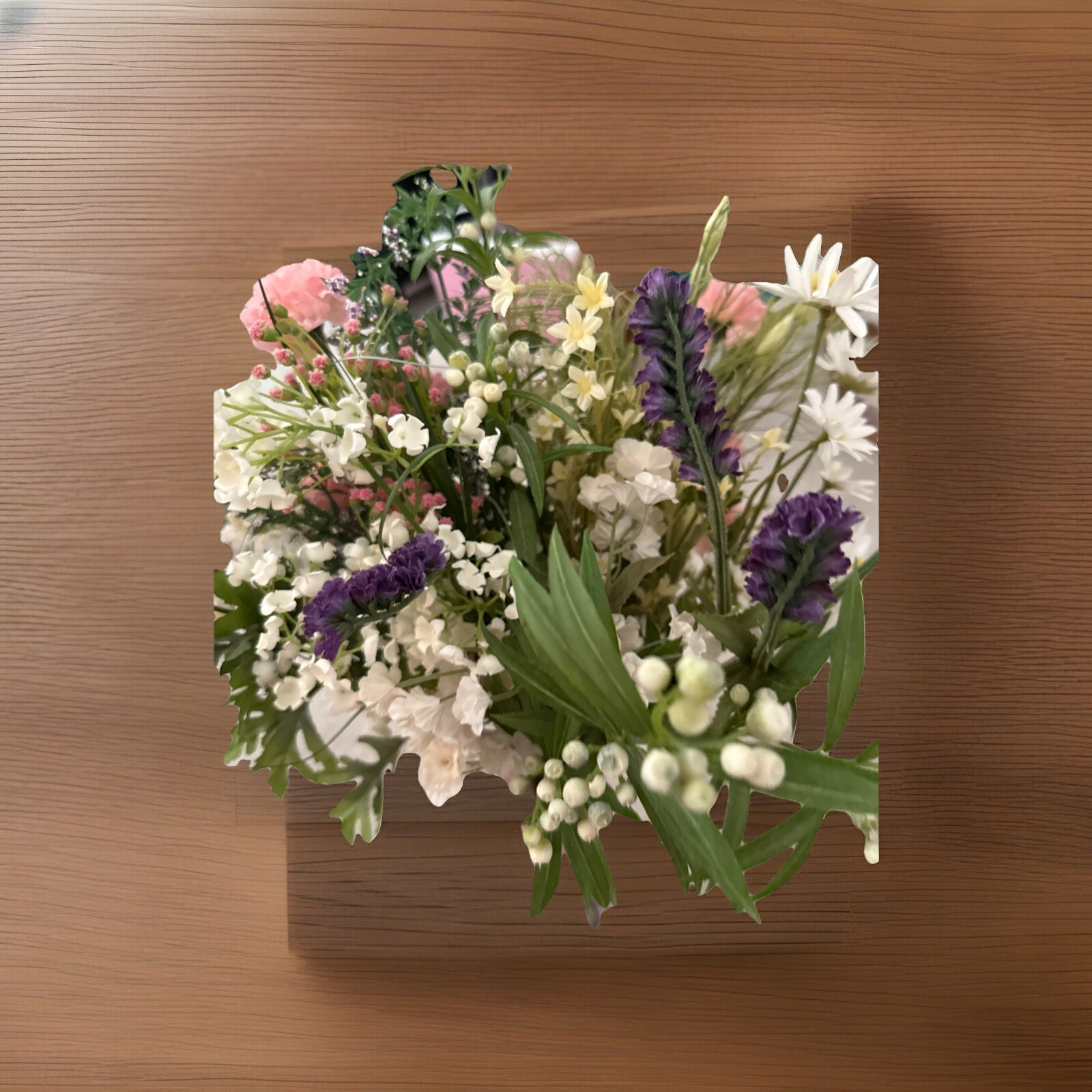 Floral Arrangement Bouquet Flowers Pink Purple White Yellow Green Rustic Wild