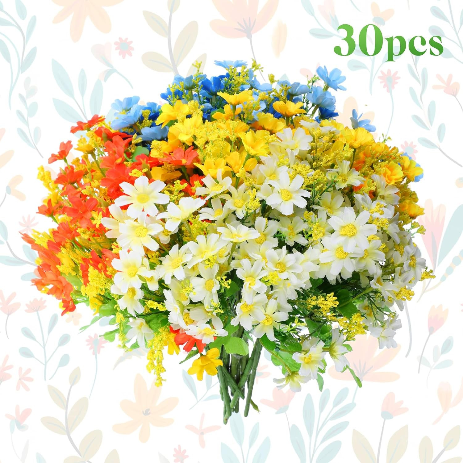 48 Pcs Colorful Fake Plants Set – Orchid, Fern, Eucalyptus for Home Decor